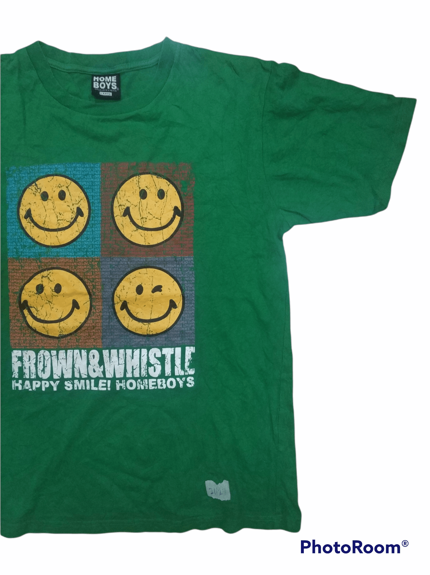 Japanese Brand 🔥Vintage Green Smiley Home Boys Tees Size US M / EU 48-50 / 2 - 3 Thumbnail