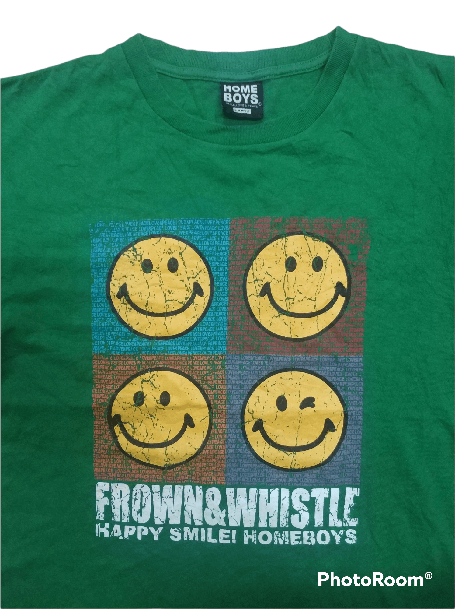 Japanese Brand 🔥Vintage Green Smiley Home Boys Tees Size US M / EU 48-50 / 2 - 2 Thumbnail