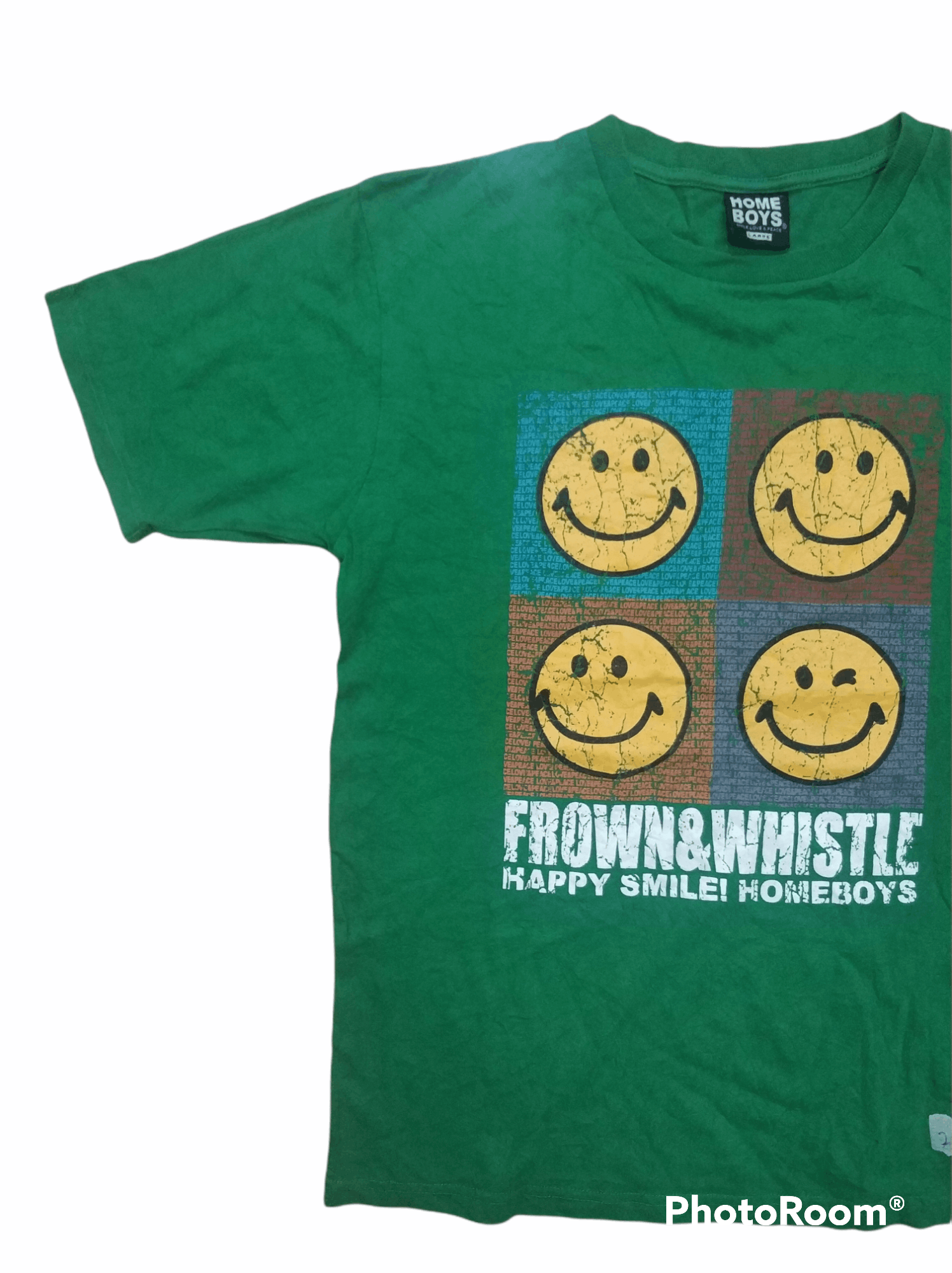 Japanese Brand 🔥Vintage Green Smiley Home Boys Tees Size US M / EU 48-50 / 2 - 4 Thumbnail