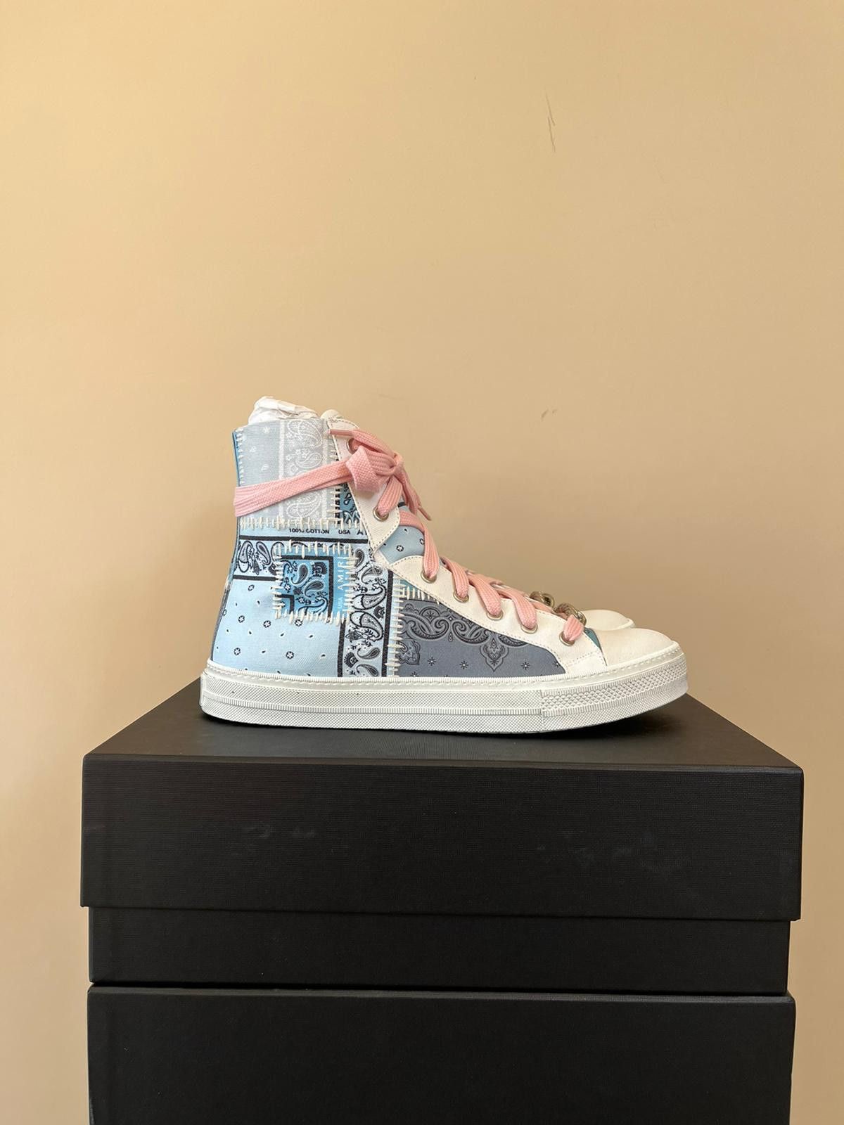 image of Amiri Bandana Reconstructed Sunset Sneakers In Light Blue, Men's (Size 11)