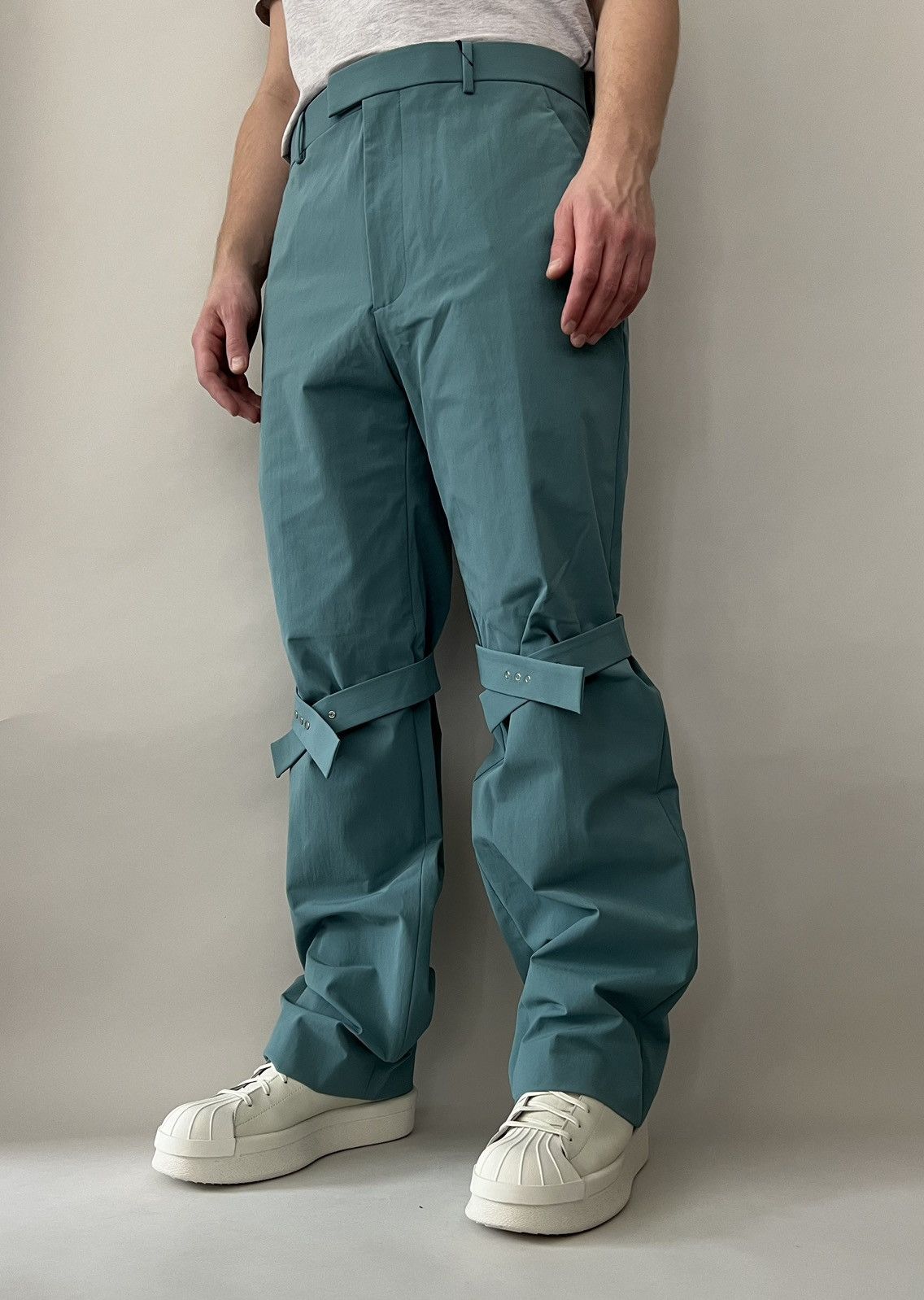 Bottega Veneta Blue Knee Strap Trousers Size US 34 / EU 50 - 1 Thumbnail