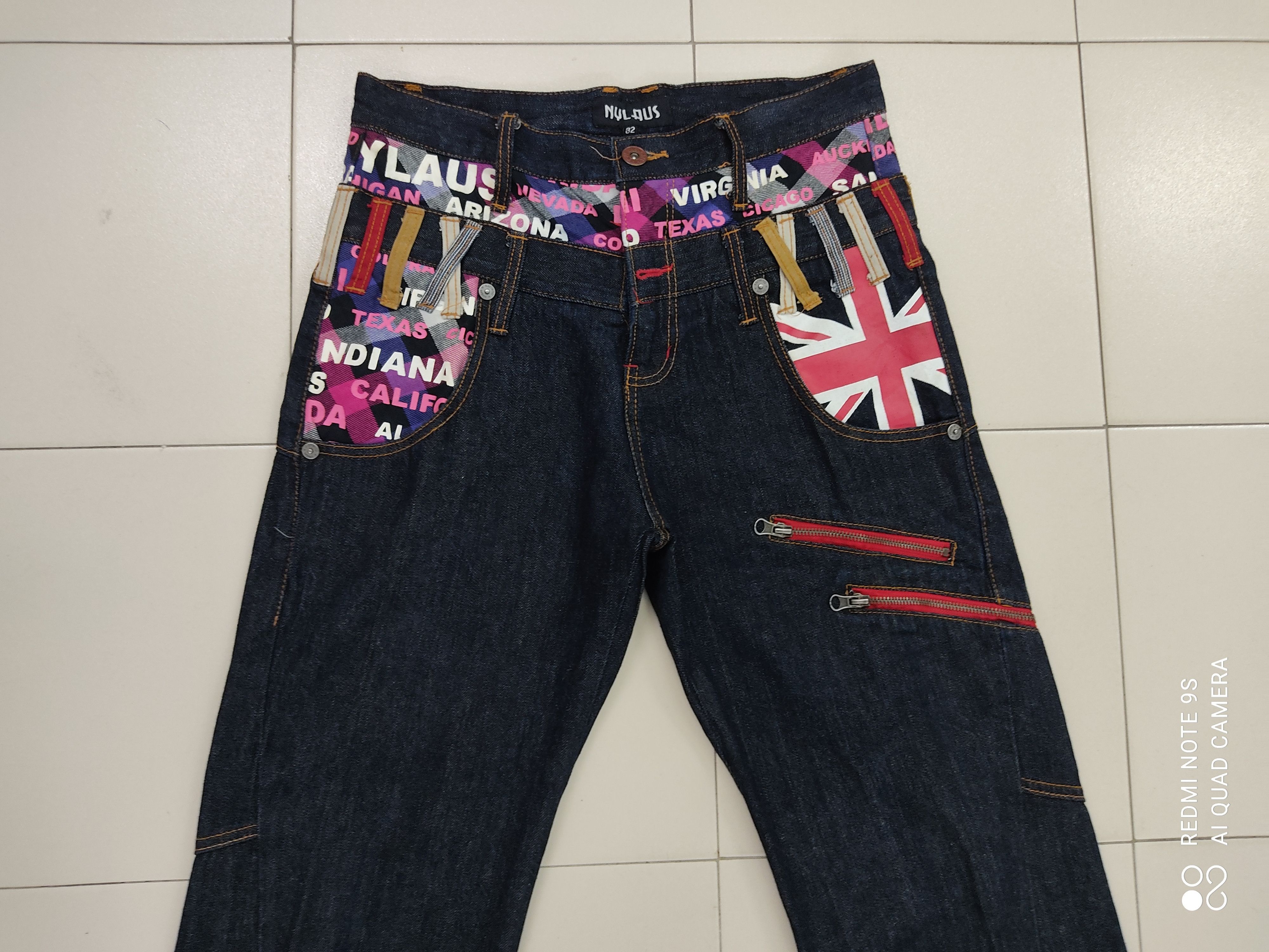 Japanese Brand Nylaus Double Waist Multipocket Jeans Size US 31 - 2 Thumbnail