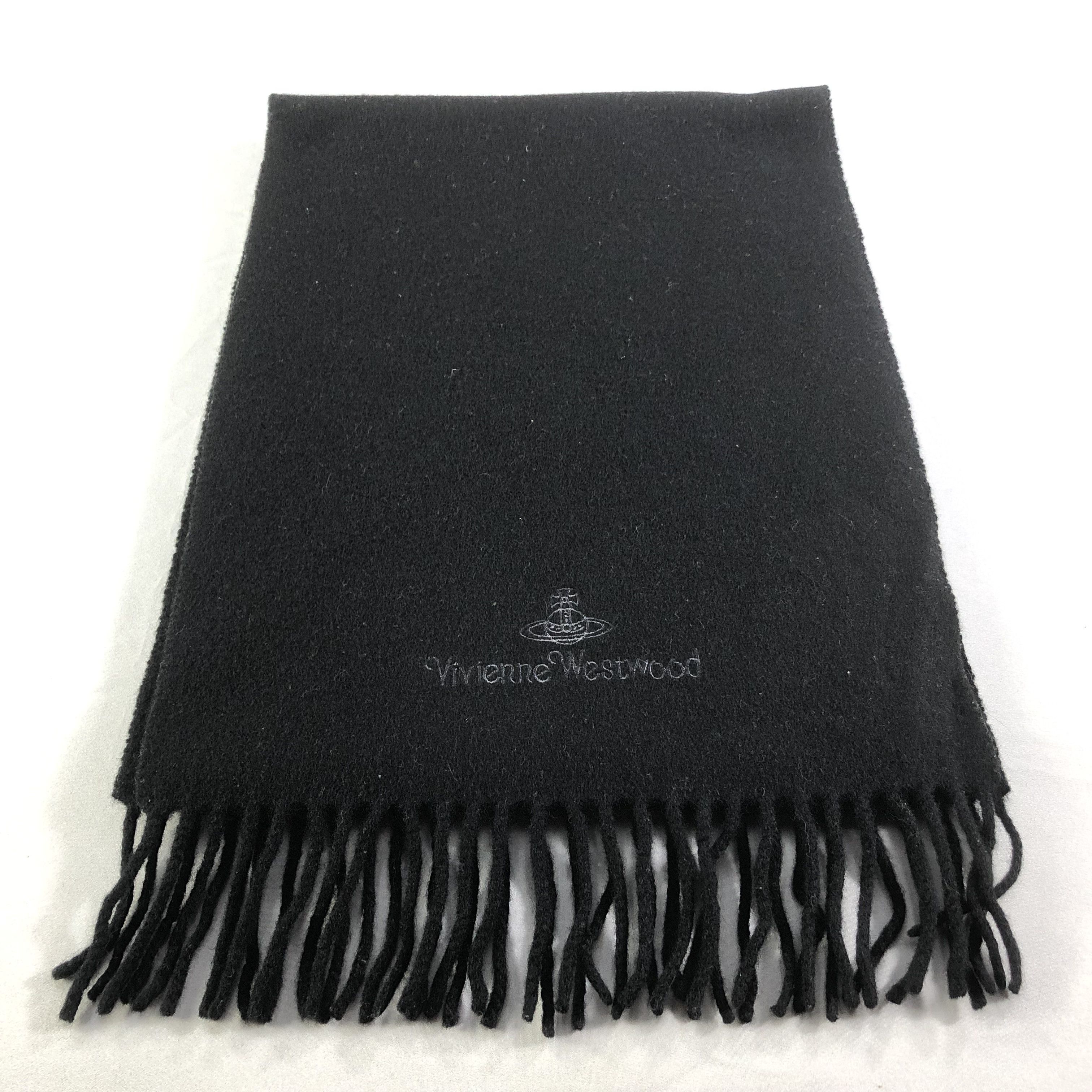 Vivienne Westwood Vivienne Westwood Plain Black Wool Scarf Muffler V1668 Size ONE SIZE - 1 Thumbnail