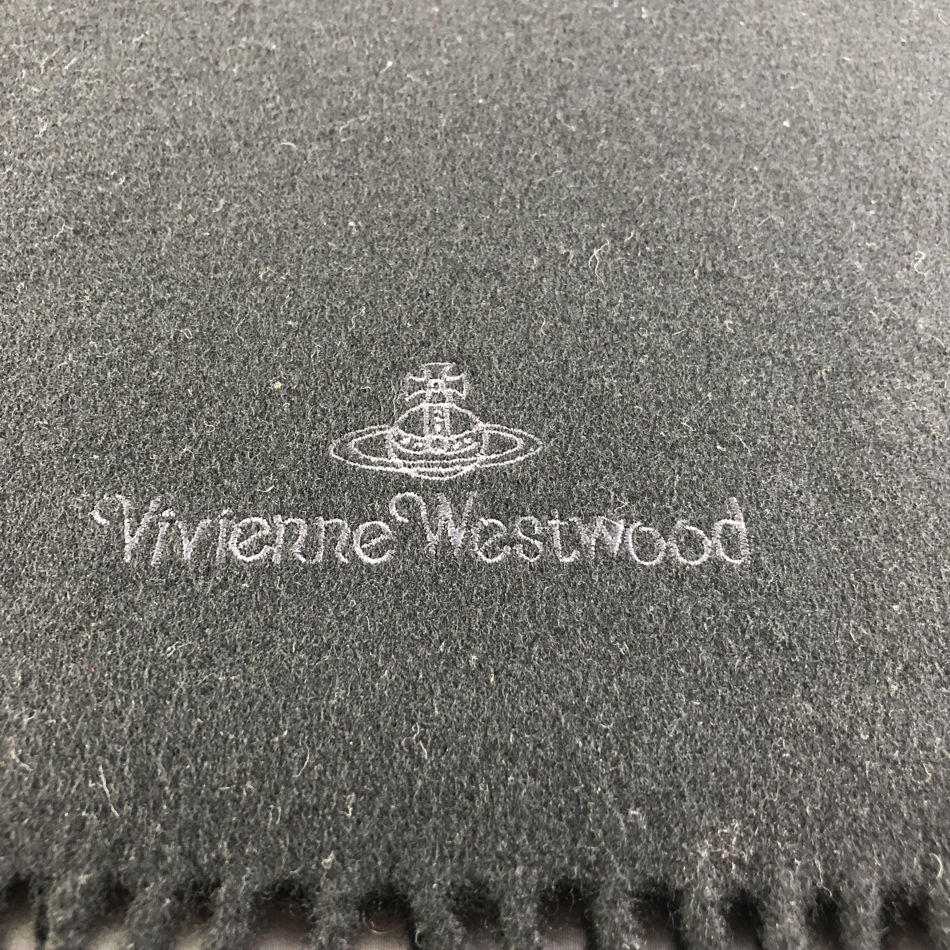 Vivienne Westwood Vivienne Westwood Plain Black Wool Scarf Muffler V1668 Size ONE SIZE - 3 Thumbnail