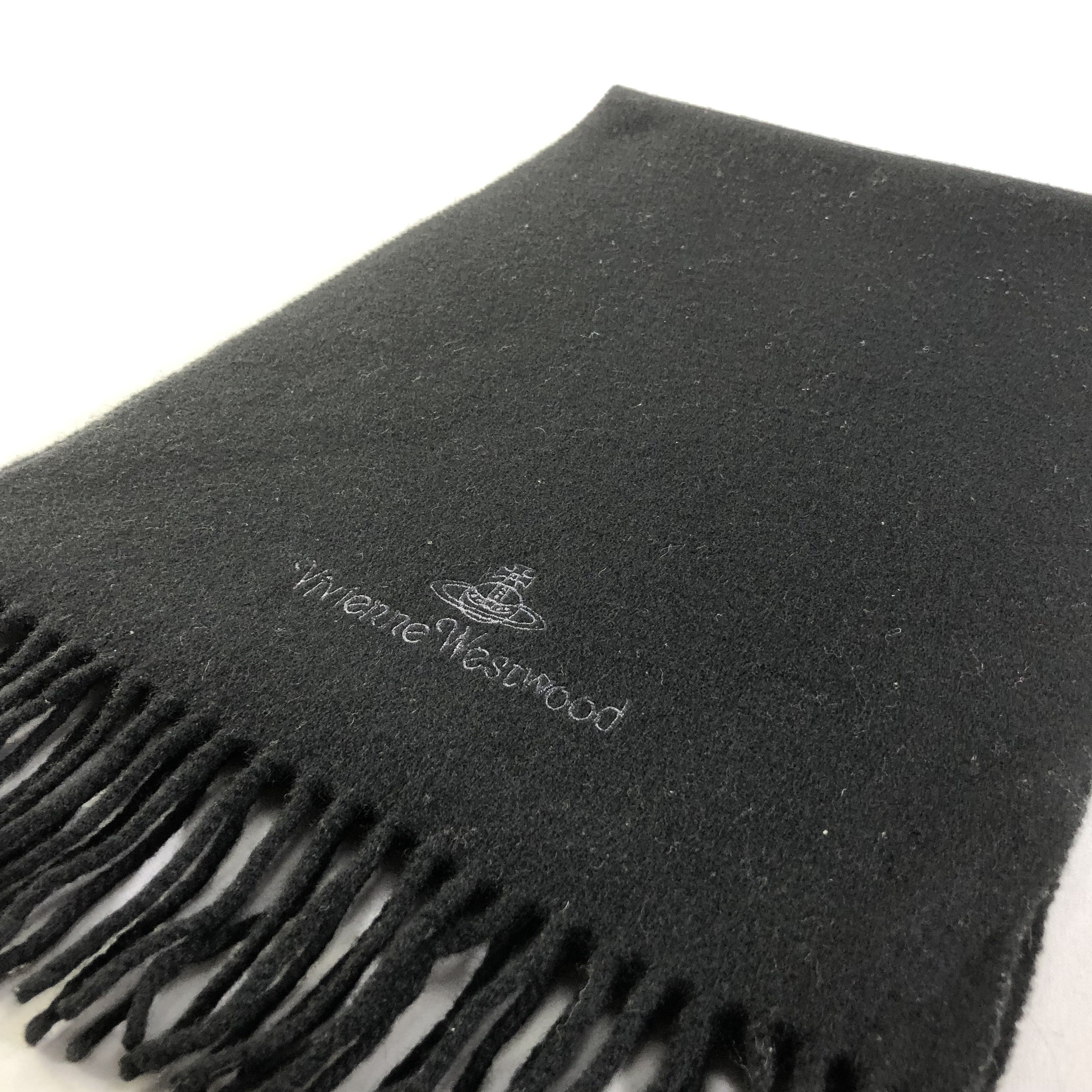 Vivienne Westwood Vivienne Westwood Plain Black Wool Scarf Muffler V1668 Size ONE SIZE - 2 Thumbnail
