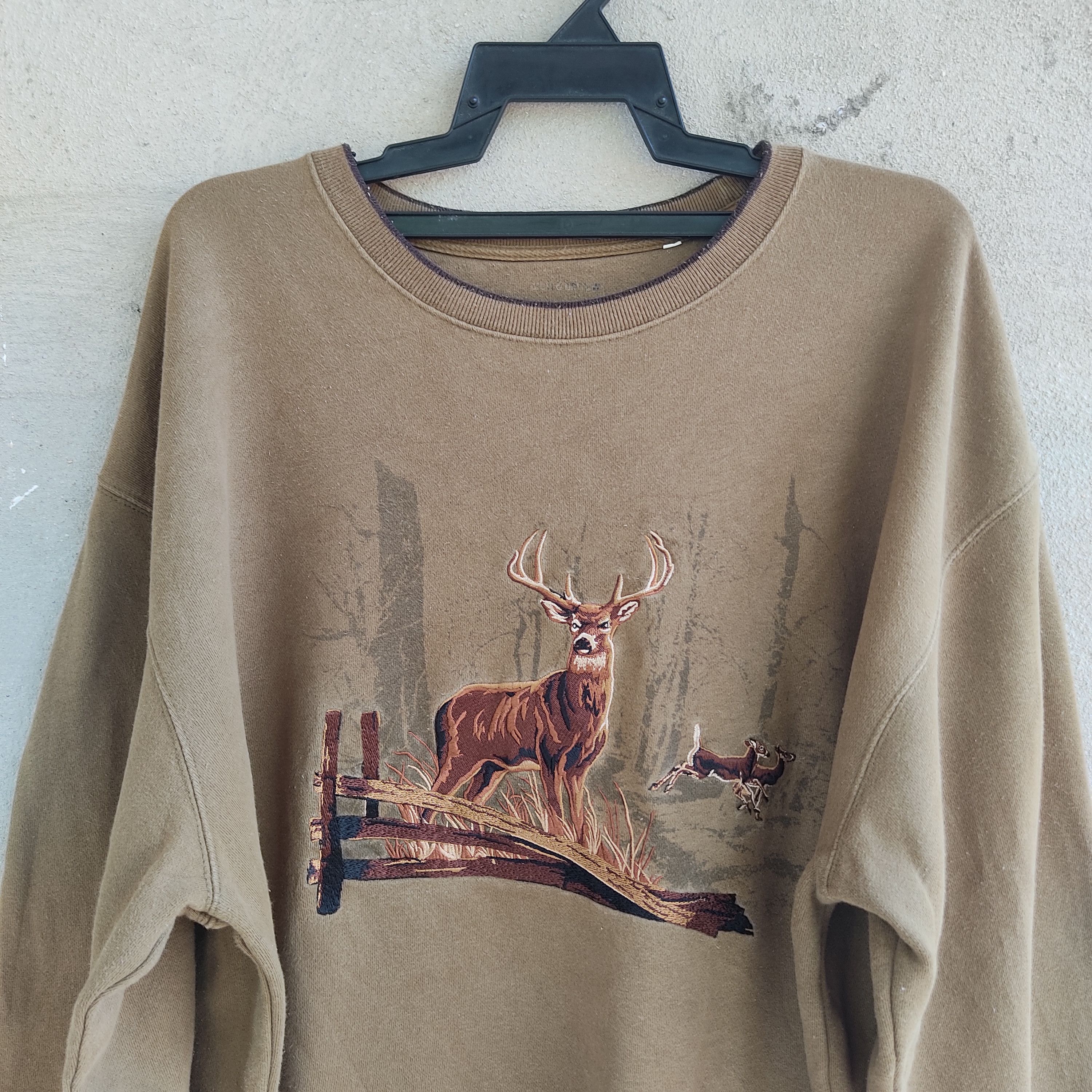 Habitat × Vintage Habitat Deer Scene In Jungle Embroidery Sweatshirt Size US XXL / EU 58 / 5 - 2 Thumbnail