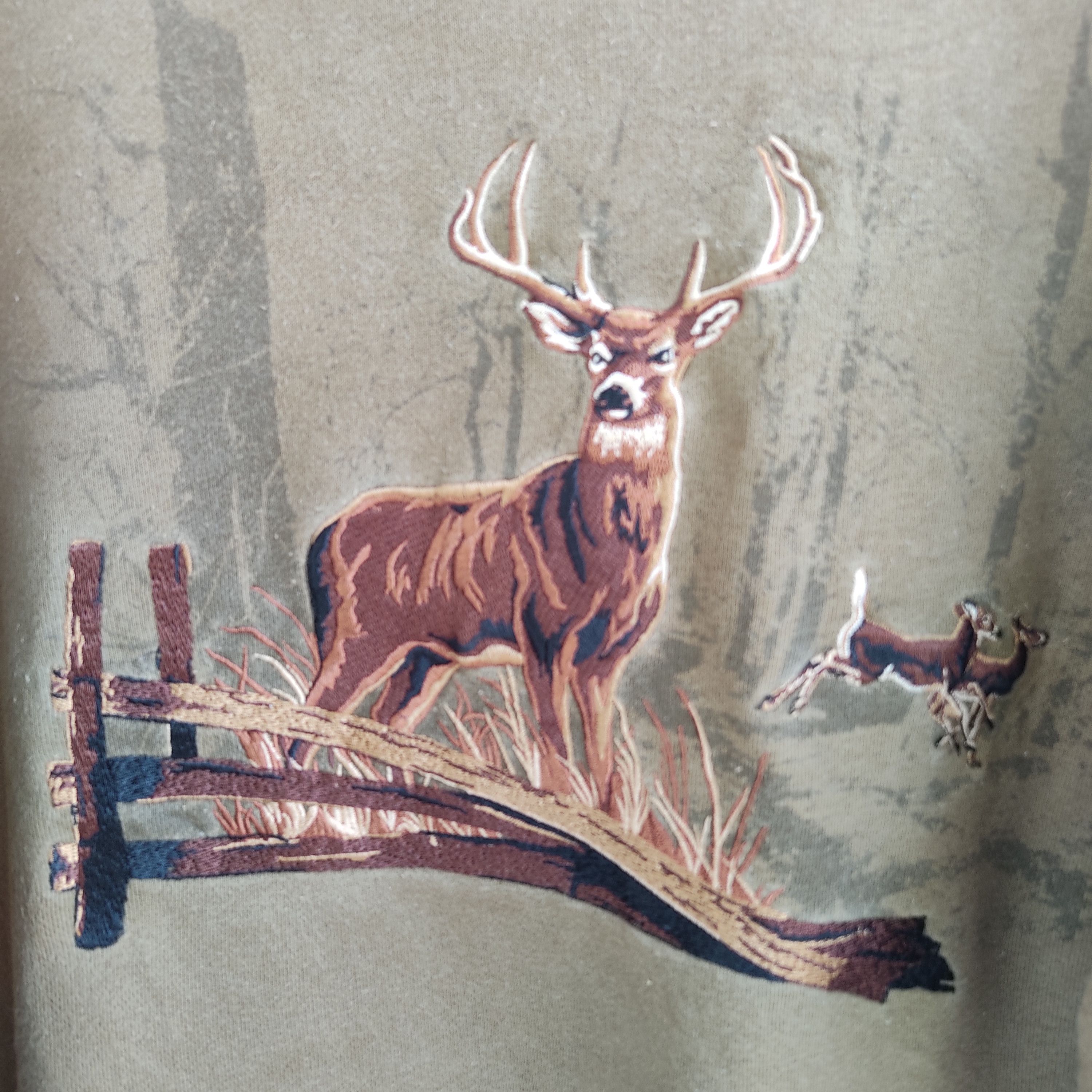 Habitat × Vintage Habitat Deer Scene In Jungle Embroidery Sweatshirt Size US XXL / EU 58 / 5 - 4 Thumbnail