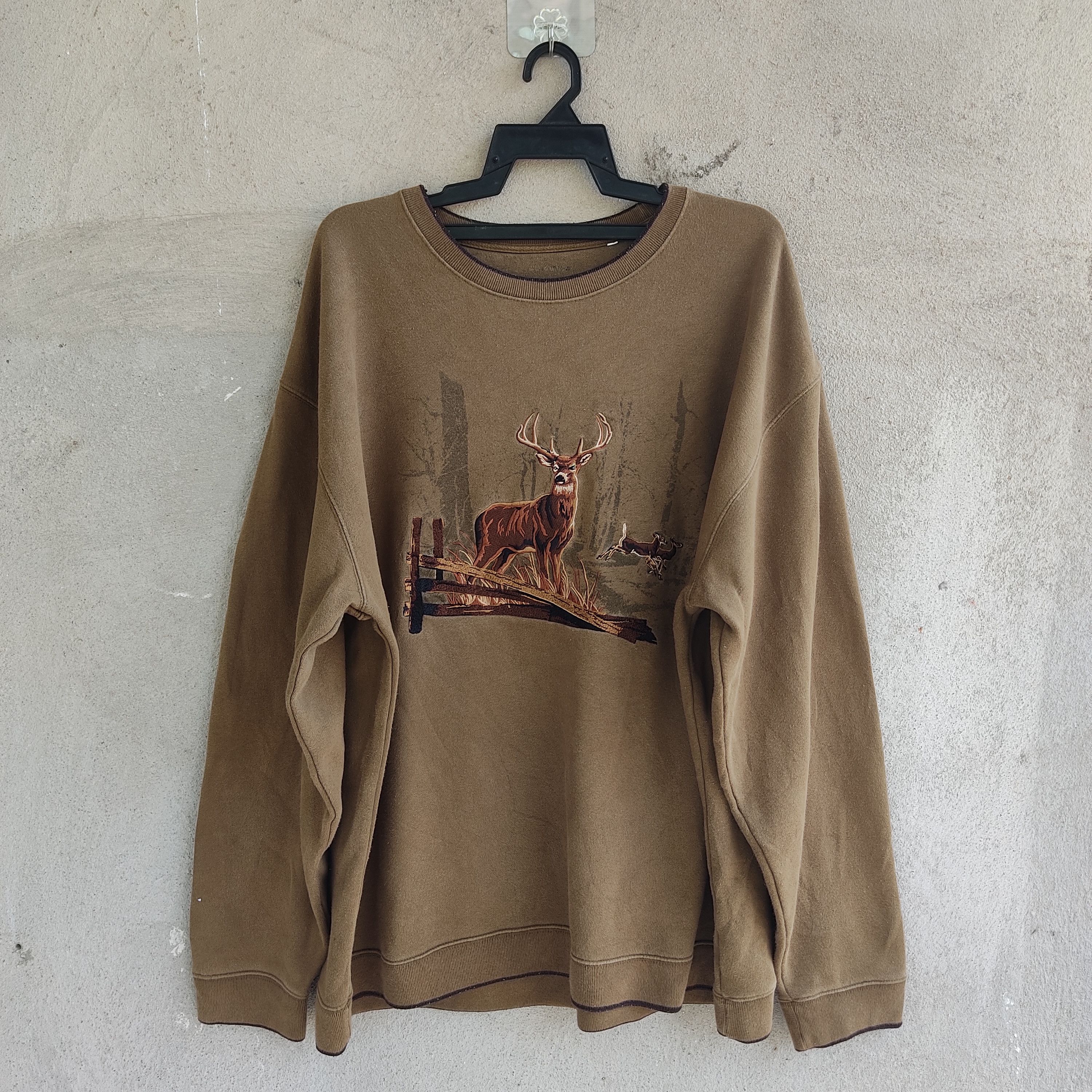 Habitat × Vintage Habitat Deer Scene In Jungle Embroidery Sweatshirt Size US XXL / EU 58 / 5 - 1 Thumbnail