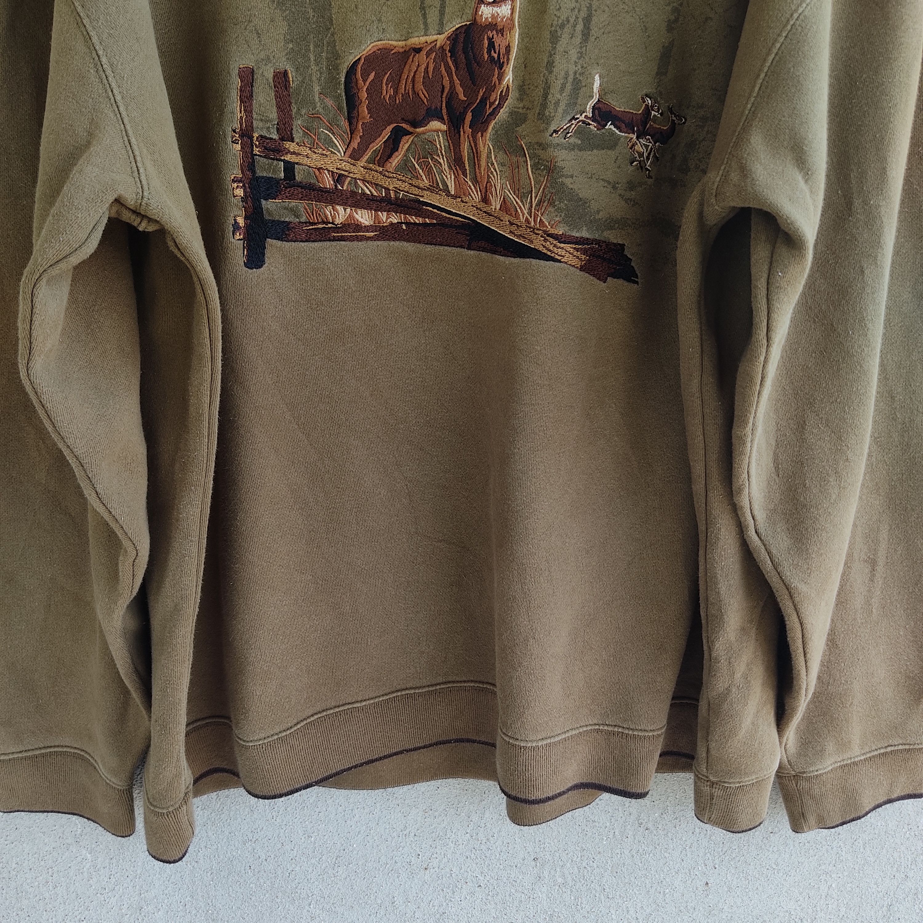 Habitat × Vintage Habitat Deer Scene In Jungle Embroidery Sweatshirt Size US XXL / EU 58 / 5 - 3 Thumbnail