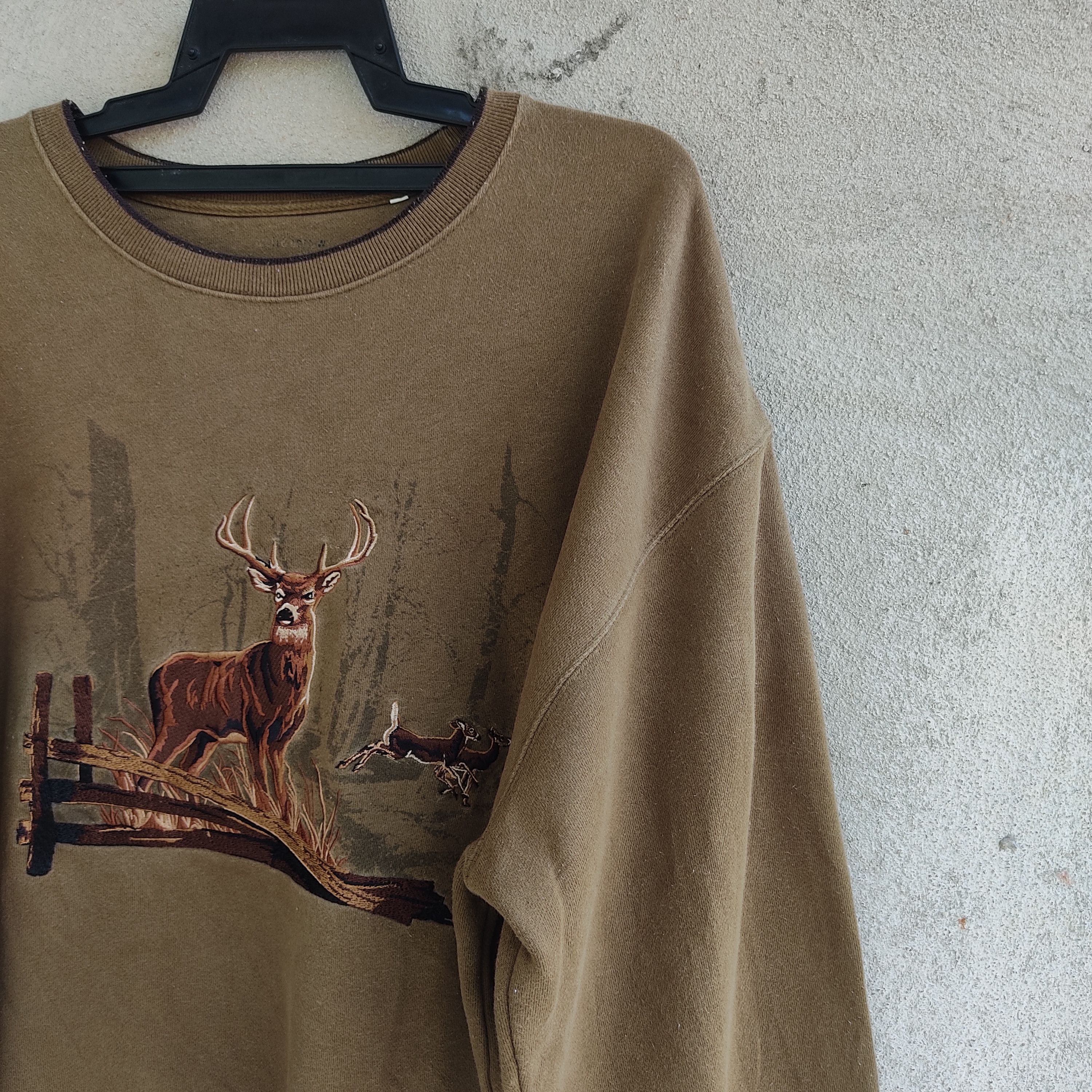 Habitat × Vintage Habitat Deer Scene In Jungle Embroidery Sweatshirt Size US XXL / EU 58 / 5 - 7 Thumbnail