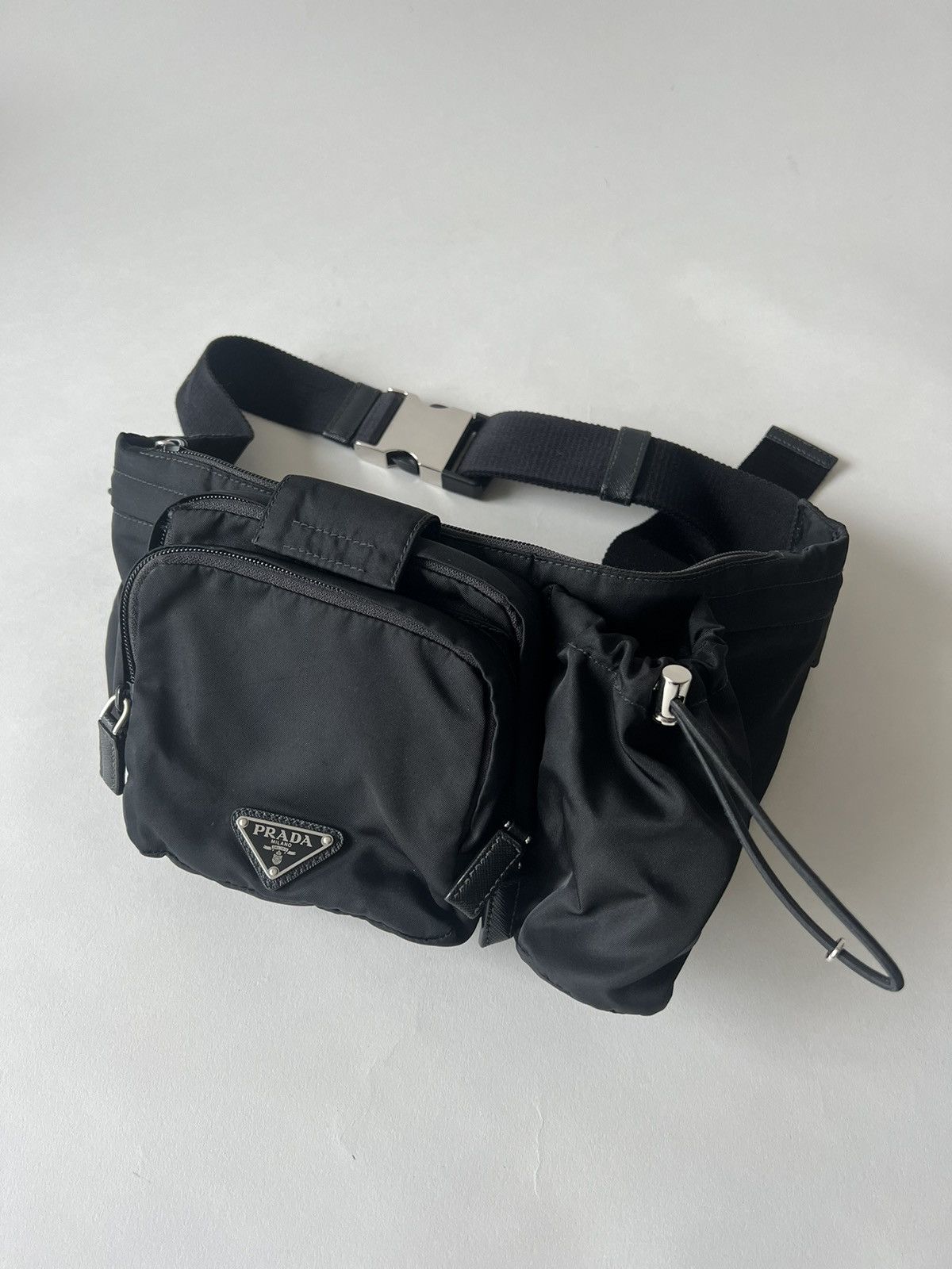 image of Prada Nylon Utility Belt Bag in Black, Men's