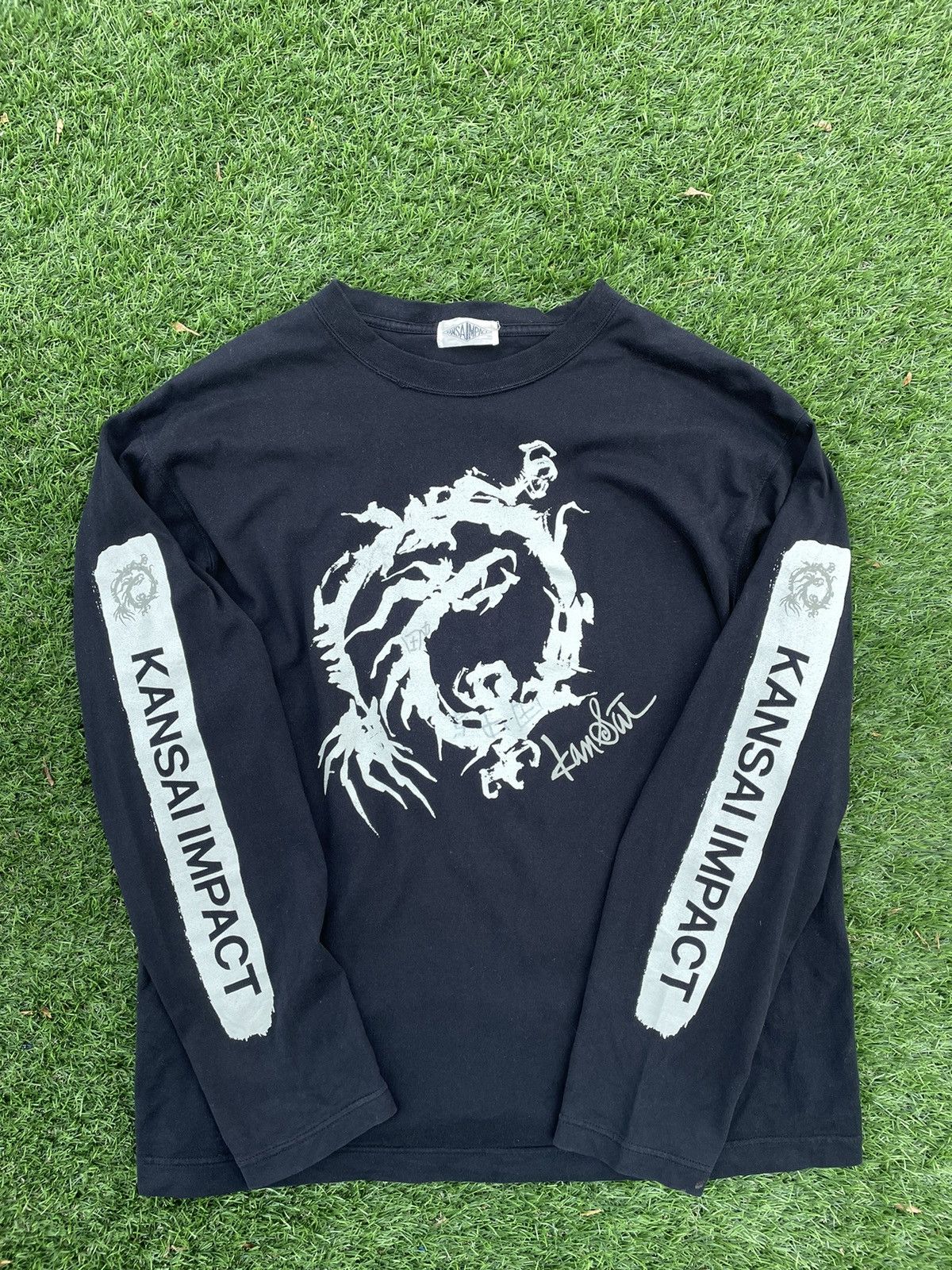 Kansai Yamamoto × Vintage VINTAGE KANSAI IMPACT SPELL OUT BLACK SHIRT Size US XL / EU 56 / 4 - 1 Thumbnail