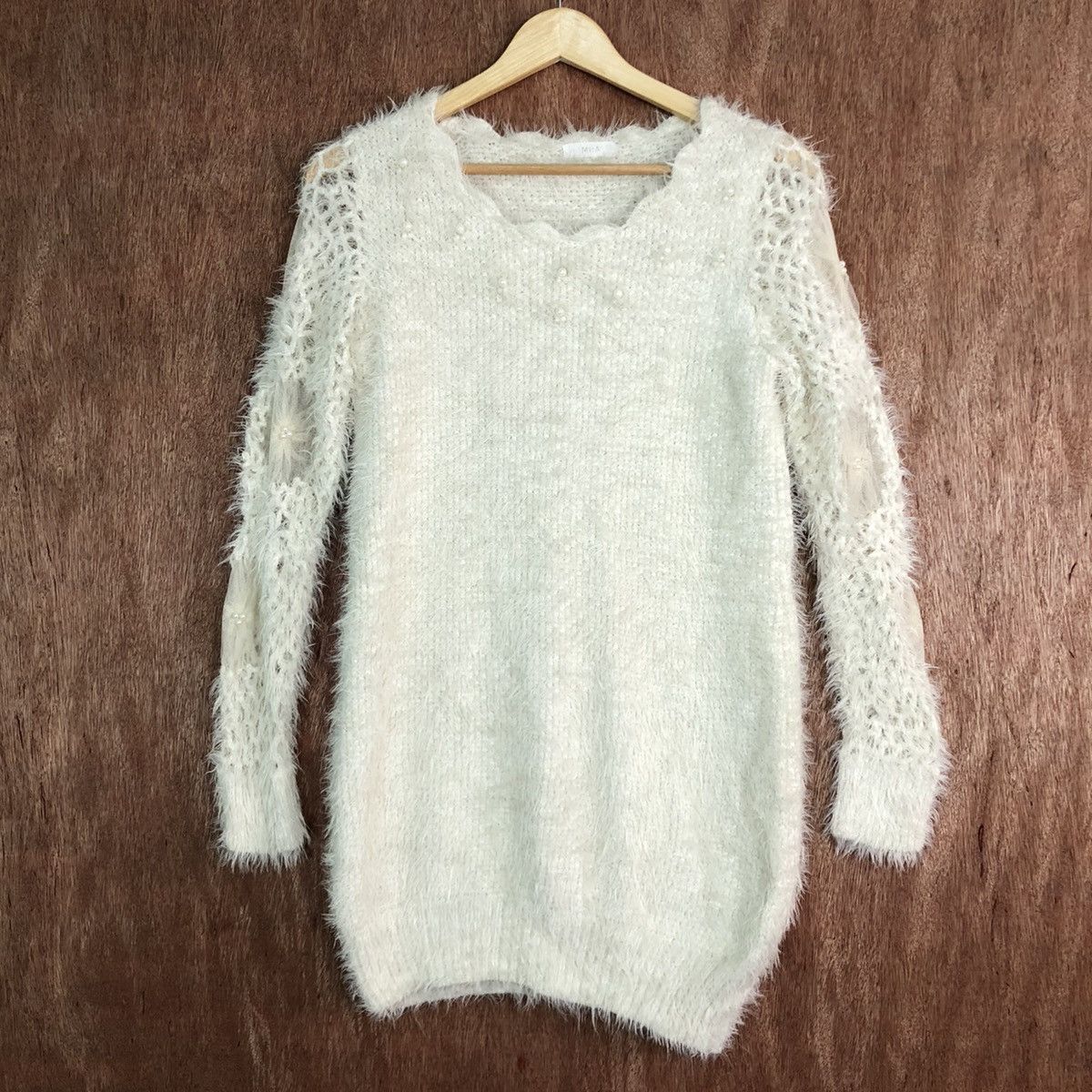 Homespun Knitwear MIIA White Mohair Distressed Style Knitwear Size US S / EU 44-46 / 1 - 1 Thumbnail