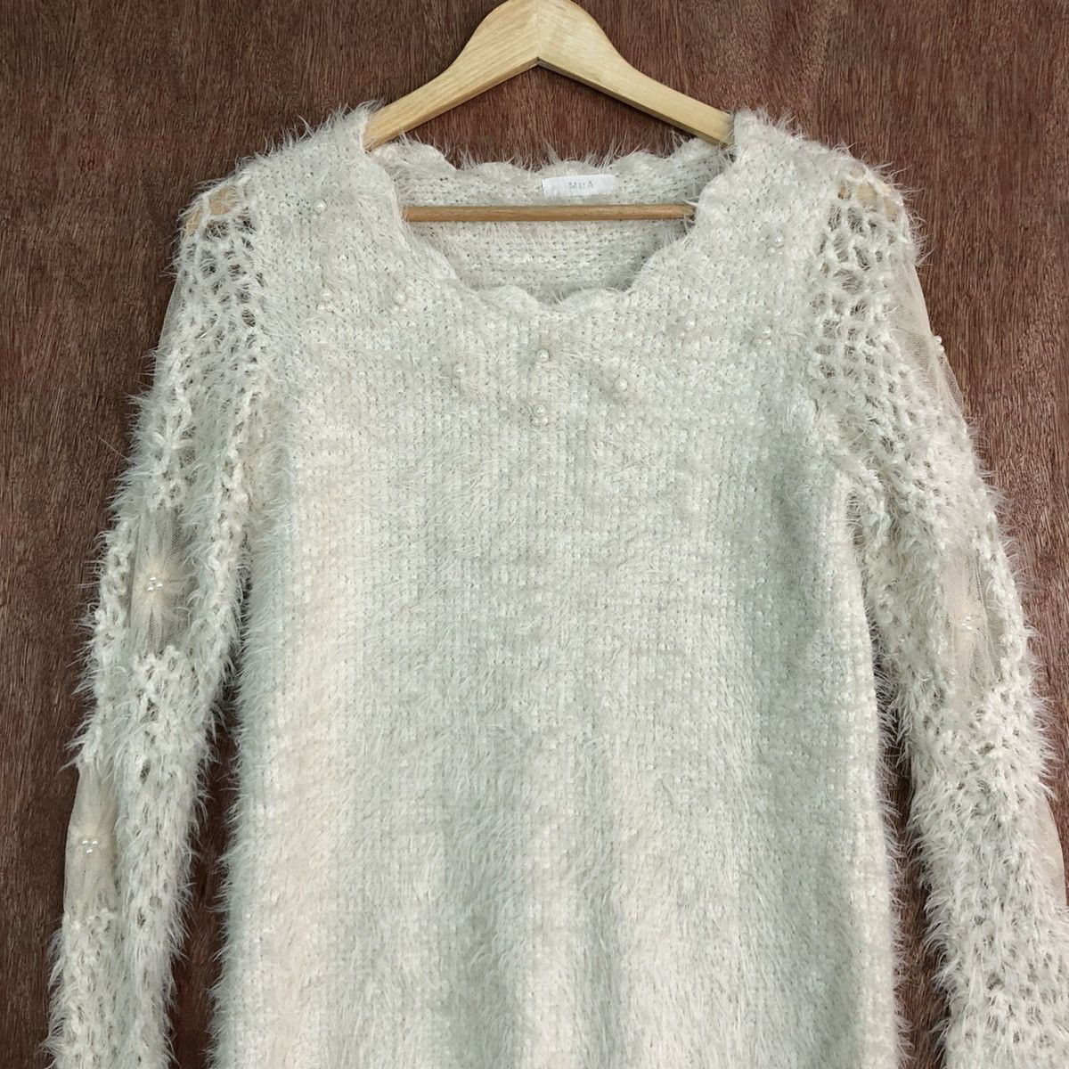 Homespun Knitwear MIIA White Mohair Distressed Style Knitwear Size US S / EU 44-46 / 1 - 2 Thumbnail
