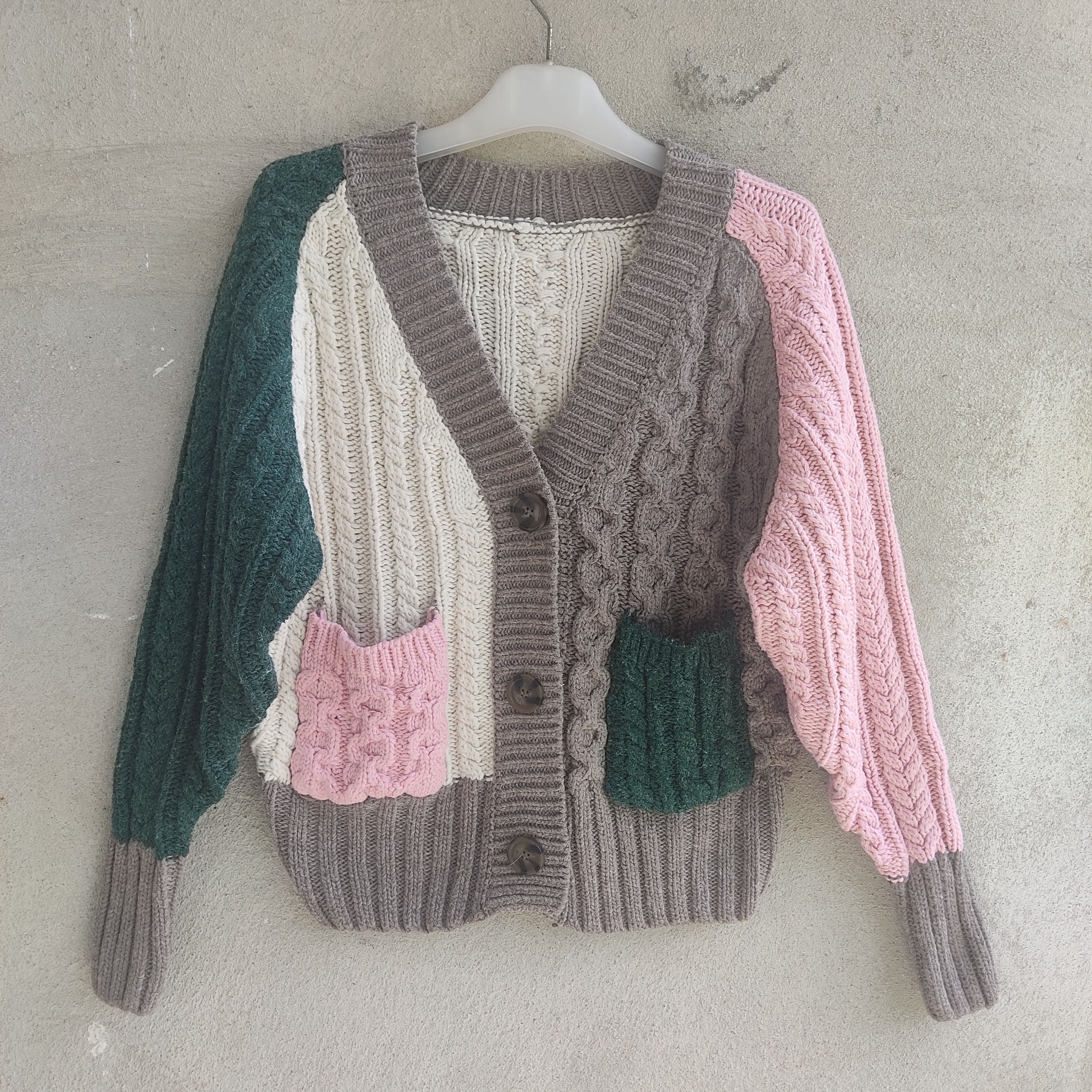 Aran Isles Knitwear Multicolour Patchwork Aran Cardigan Knitwear Size L / US 10 / IT 46 - 1 Thumbnail