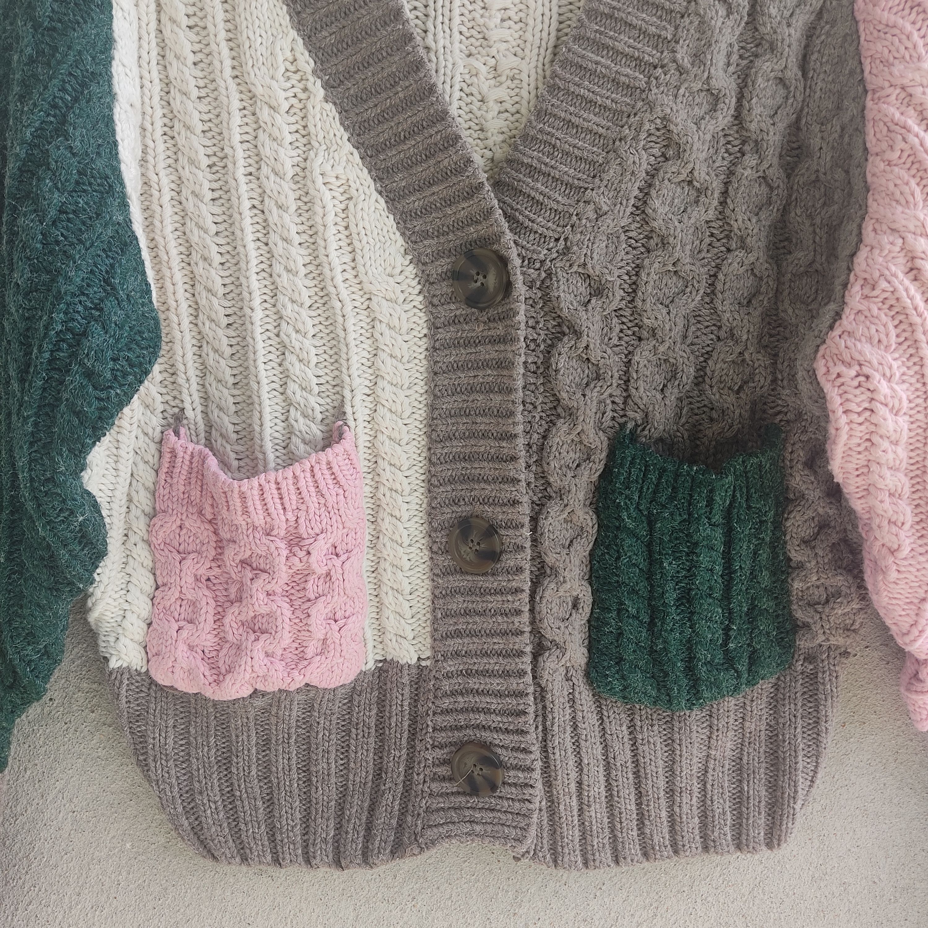Aran Isles Knitwear Multicolour Patchwork Aran Cardigan Knitwear Size L / US 10 / IT 46 - 3 Thumbnail