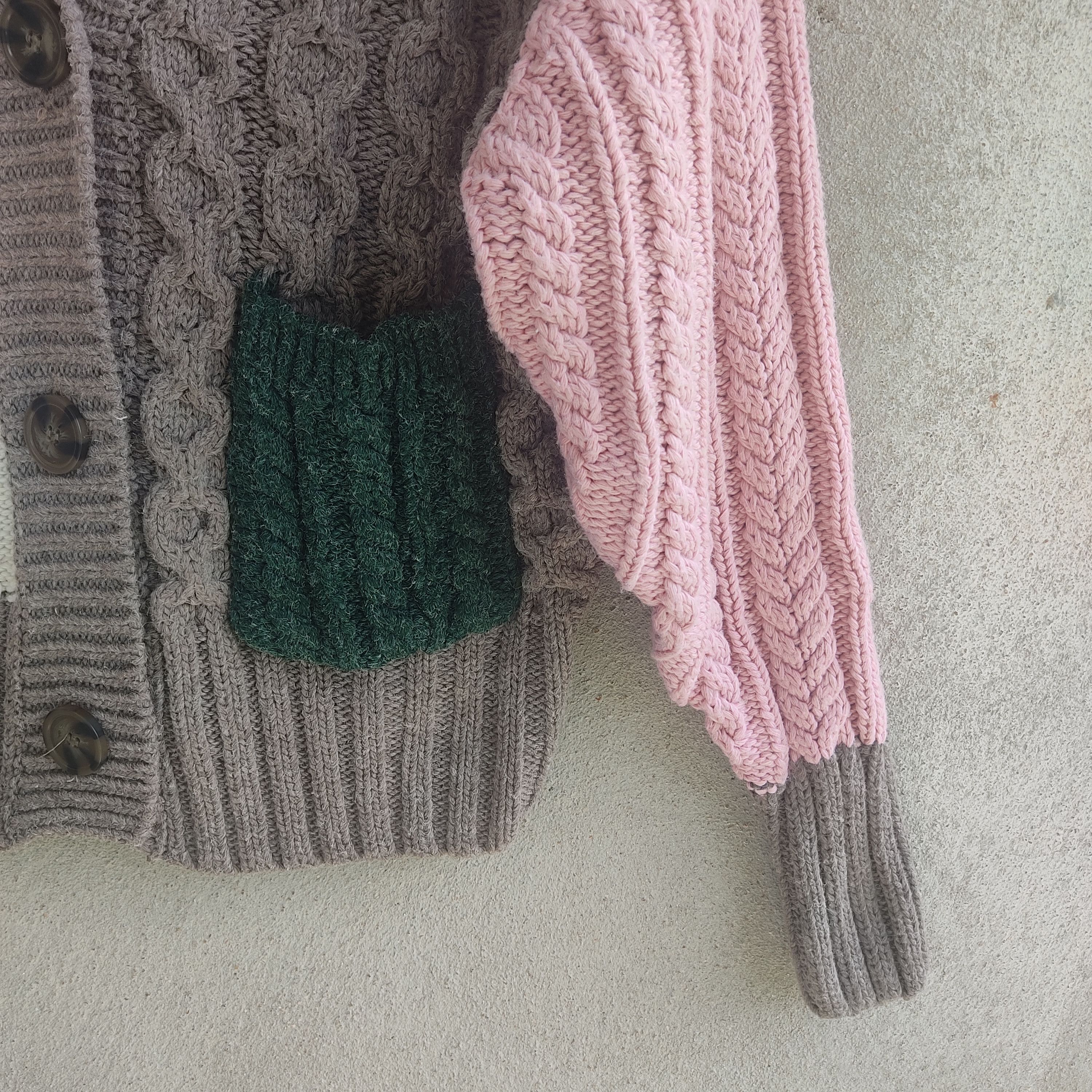 Aran Isles Knitwear Multicolour Patchwork Aran Cardigan Knitwear Size L / US 10 / IT 46 - 7 Thumbnail