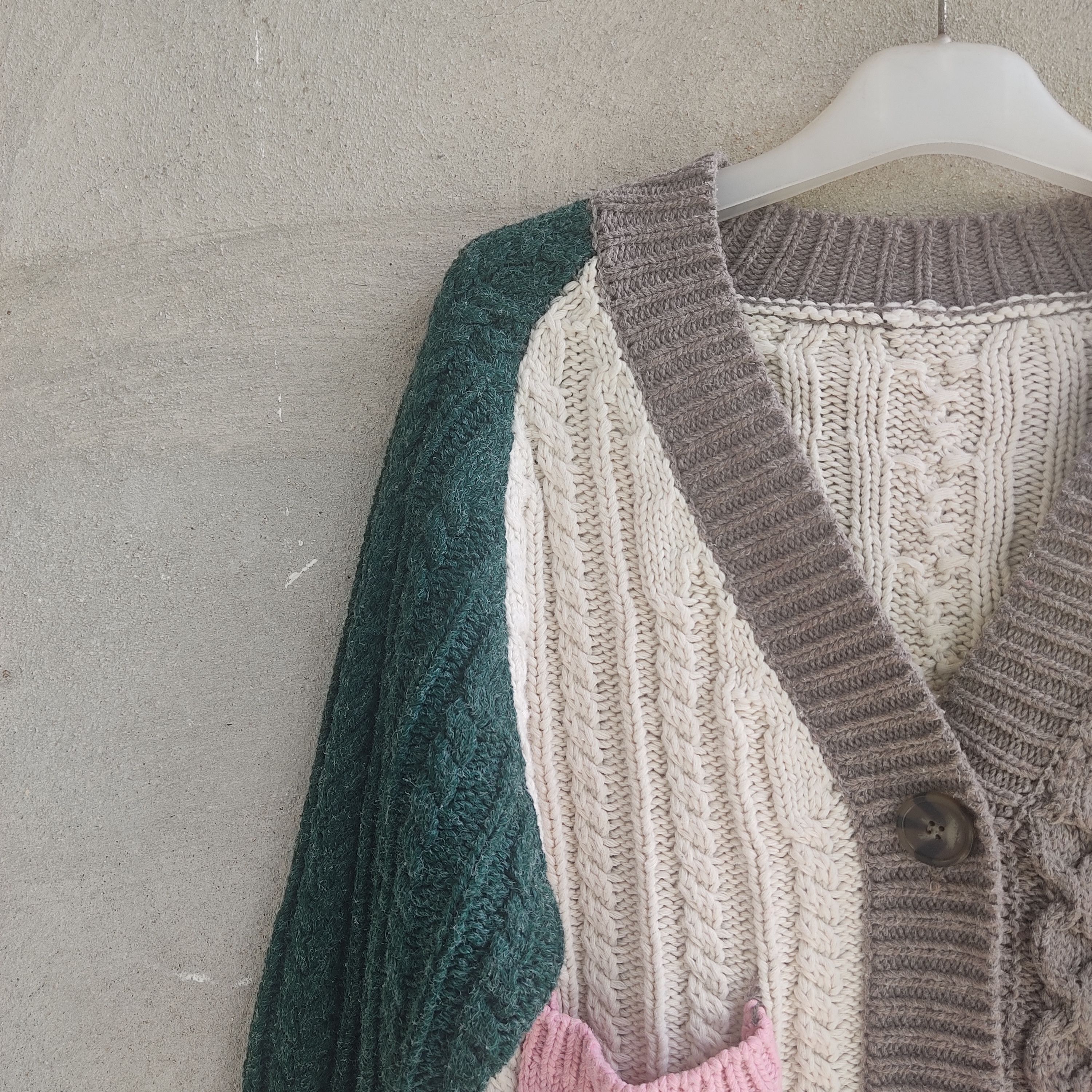 Aran Isles Knitwear Multicolour Patchwork Aran Cardigan Knitwear Size L / US 10 / IT 46 - 4 Thumbnail