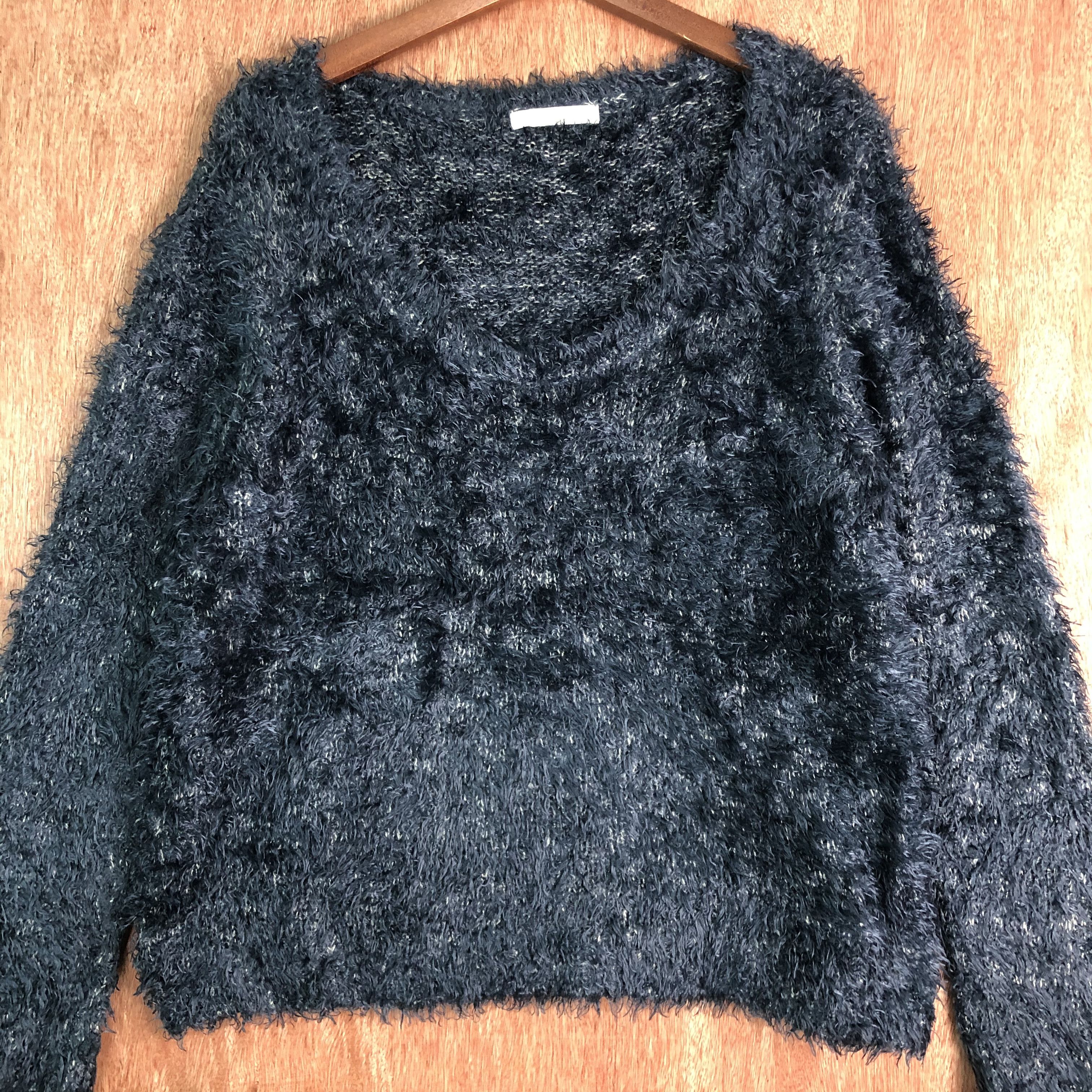 Japanese Brand Chocol Raffine Dark Blue Mohair Knitwear Size US L / EU 52-54 / 3 - 4 Thumbnail