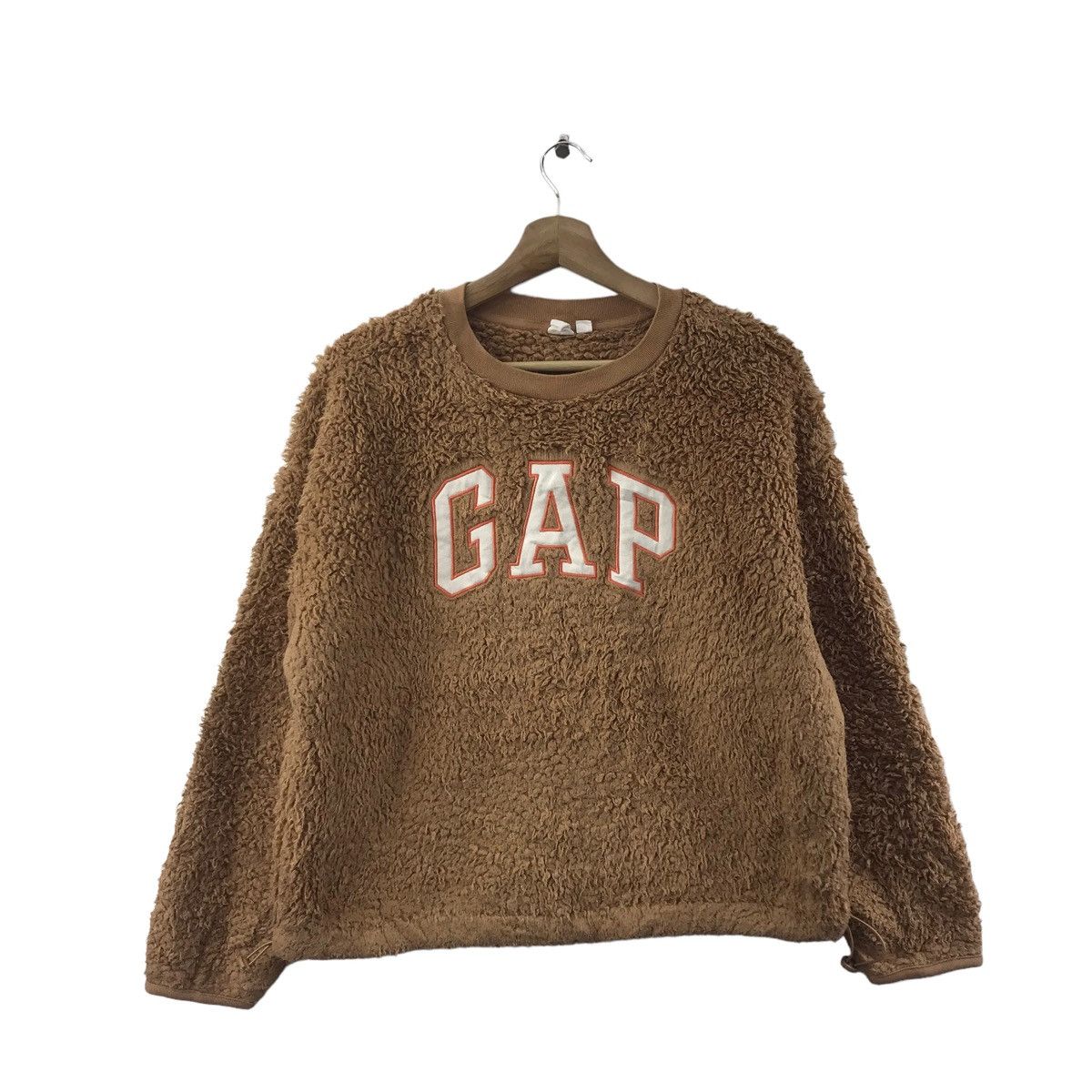 Gap GAP Big Embroidered Logo Brown Deep Sherpa Sweatshirt Size US S / EU 44-46 / 1 - 1 Thumbnail