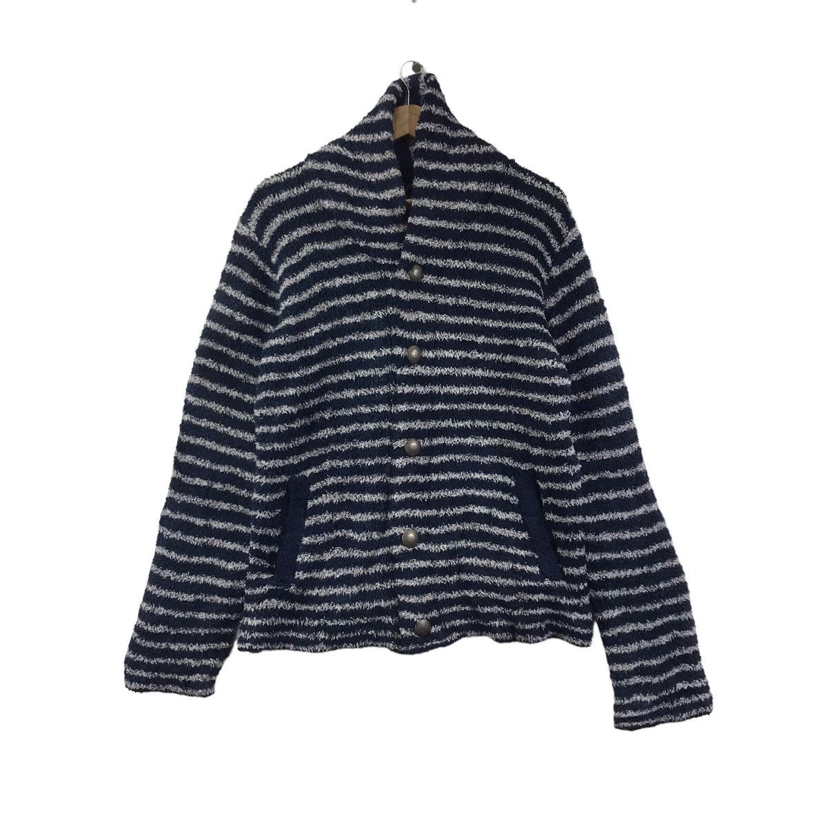 Tete Homme BLACK On TETE HOMME Issey Miyake FleeceSherpa Tripes Sweater Size US S / EU 44-46 / 1 - 1 Thumbnail