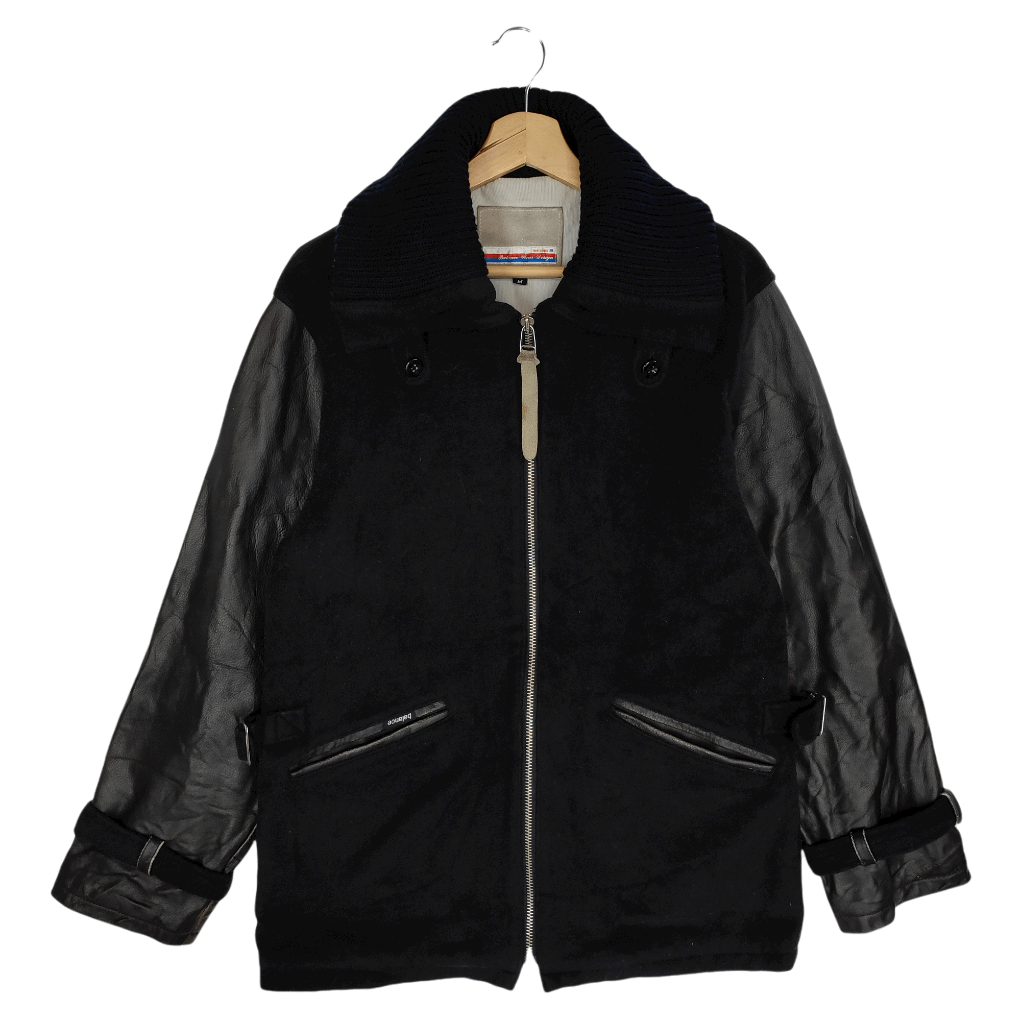 image of Balance Co x Leather Jacket Vintage 1996 Balance Wear Design Made In Japan Jackets in Black (Size M