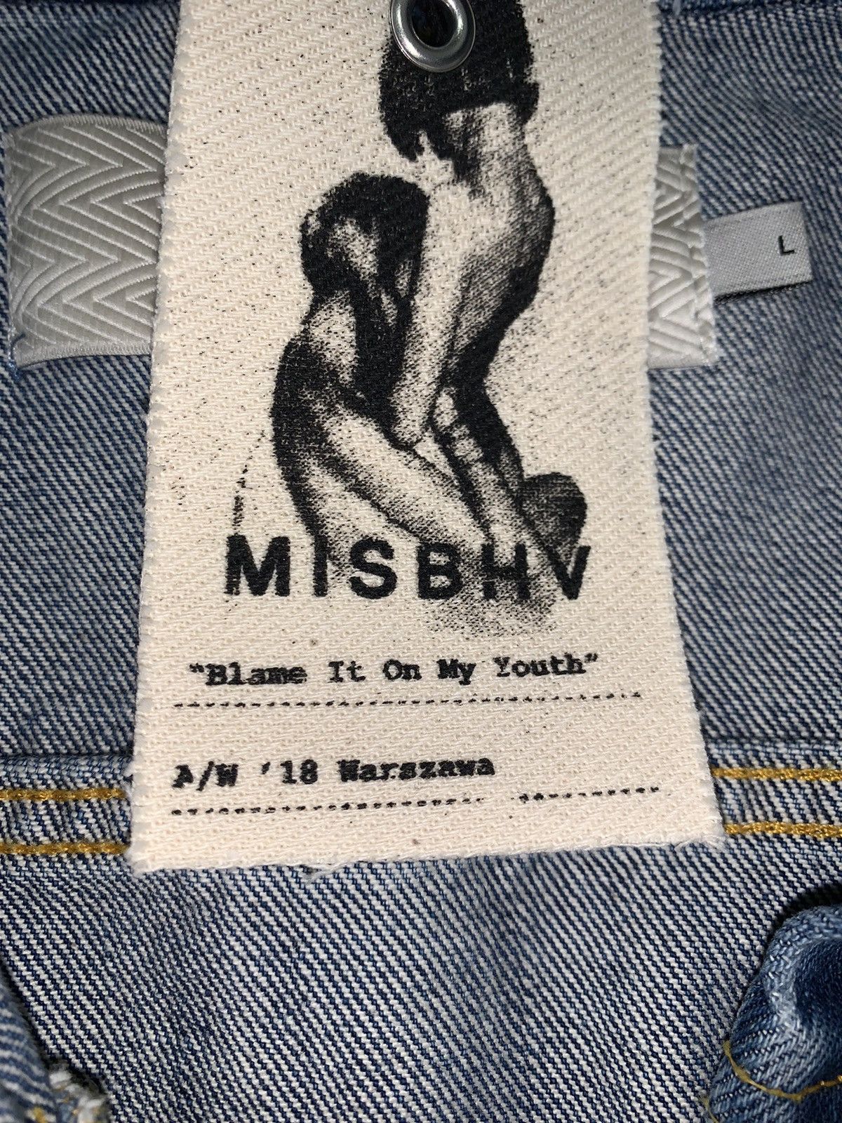Misbhv !DS! AW18 MISBHV Wet Print Indigo Denim Jacket Size US L / EU 52-54 / 3 - 11 Thumbnail