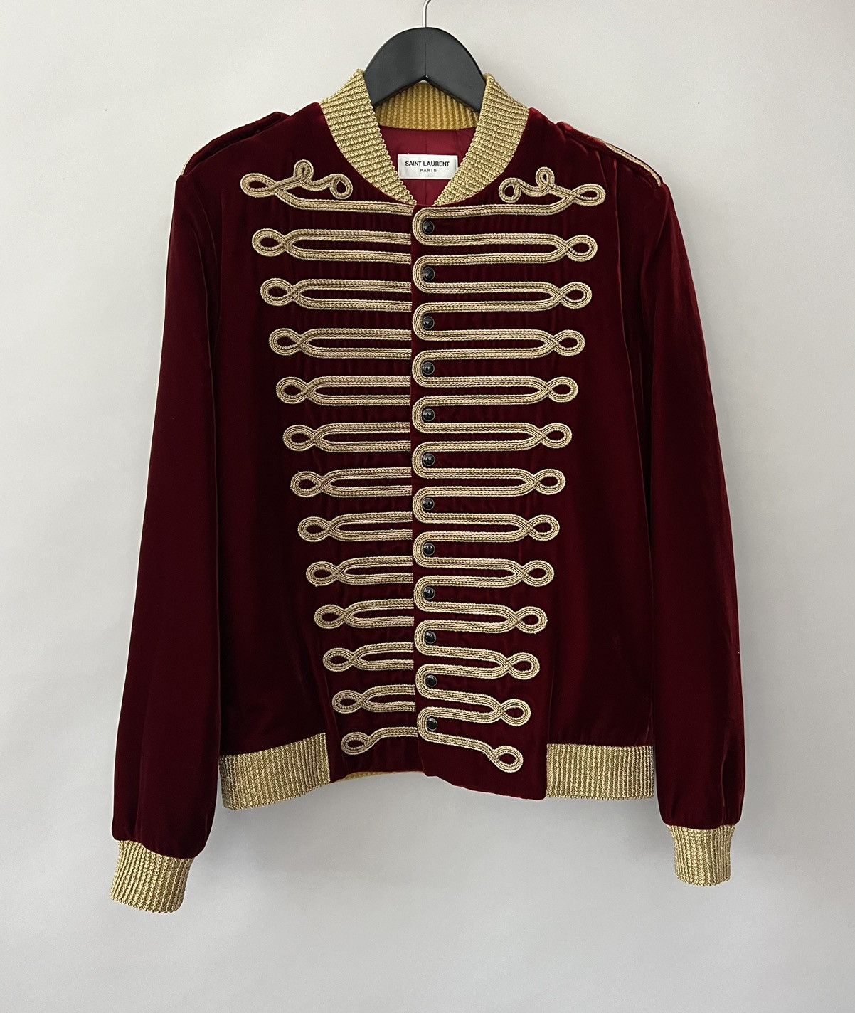 $5k Velvet Officer Jacket Embroidered With Passementerie