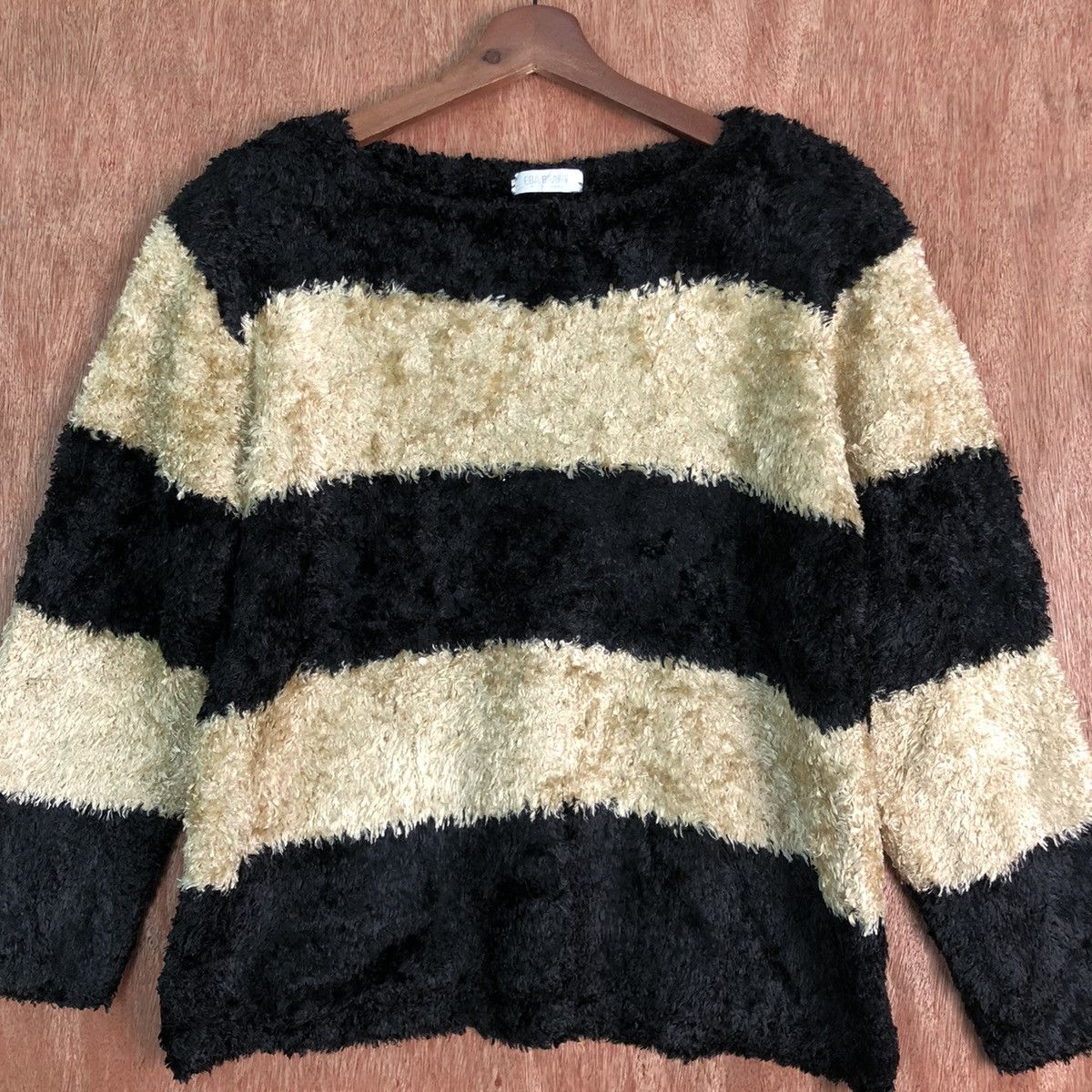 Homespun Knitwear Eba Brawn Stripes Black Brown Mohair Shag Shaggy Knitwear Size US M / EU 48-50 / 2 - 3 Thumbnail