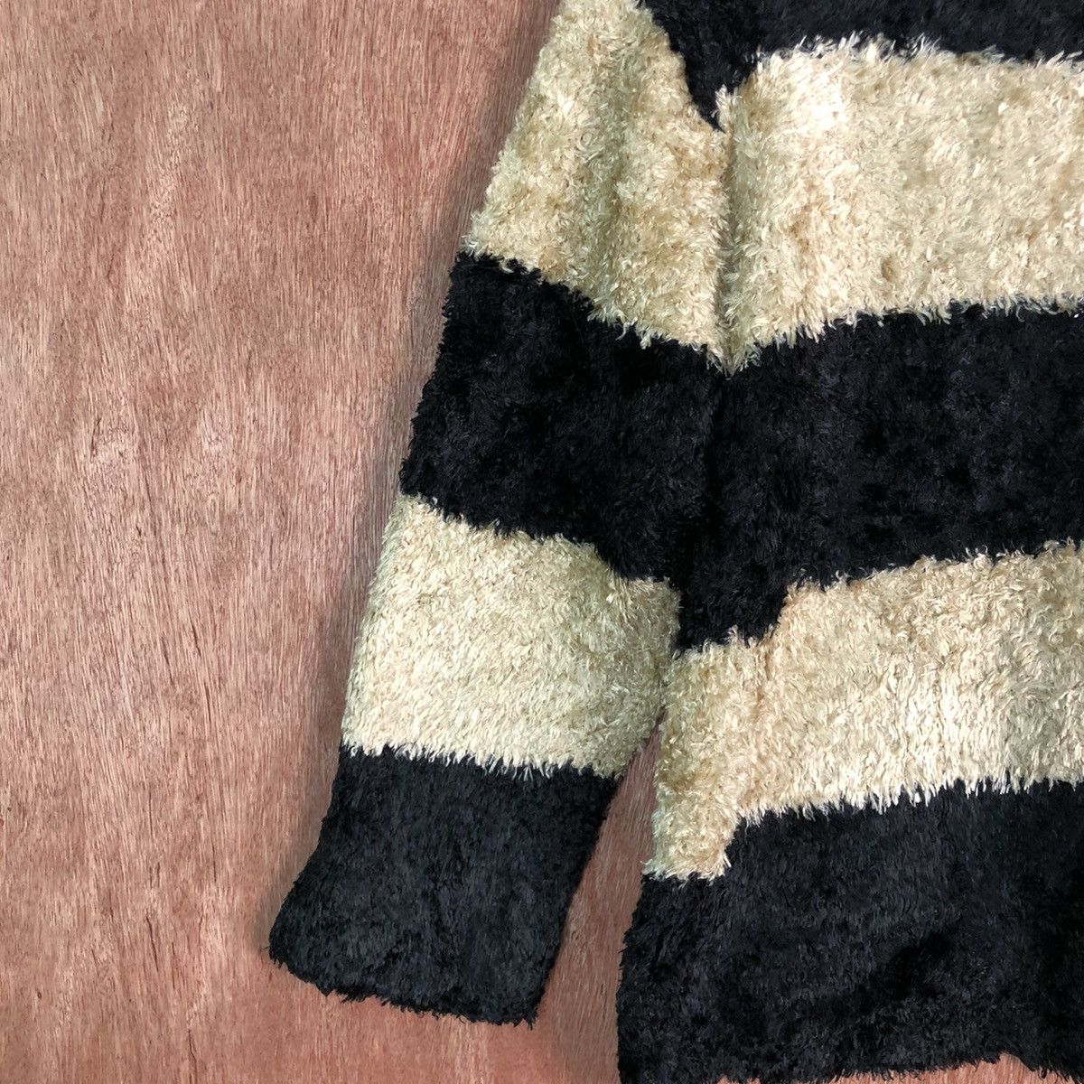 Homespun Knitwear Eba Brawn Stripes Black Brown Mohair Shag Shaggy Knitwear Size US M / EU 48-50 / 2 - 7 Thumbnail