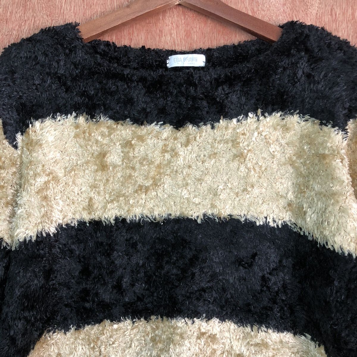 Homespun Knitwear Eba Brawn Stripes Black Brown Mohair Shag Shaggy Knitwear Size US M / EU 48-50 / 2 - 8 Thumbnail