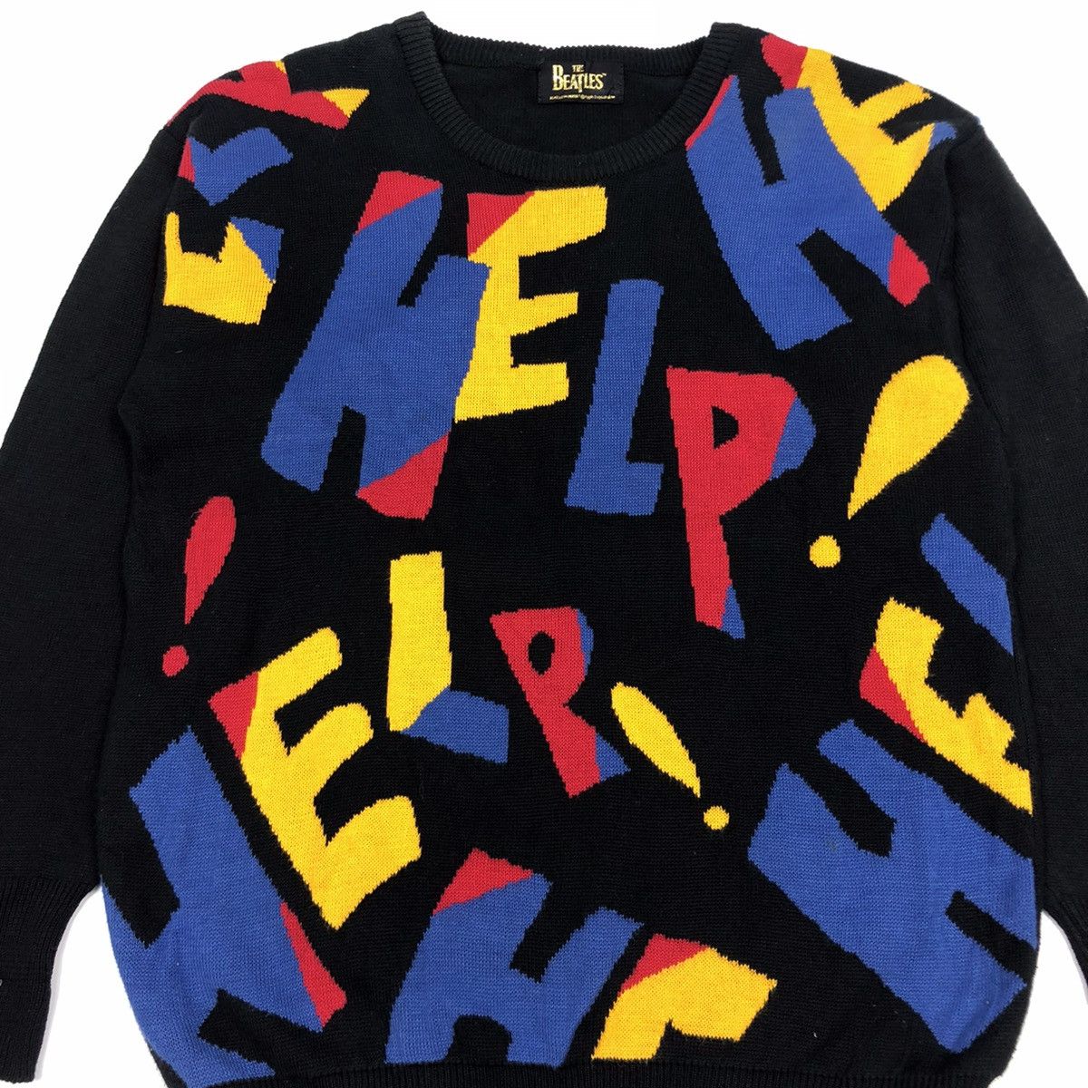 Band Tees Rare vintage THE BEATLES Help! overprinted knitwear jumper Size US M / EU 48-50 / 2 - 2 Thumbnail