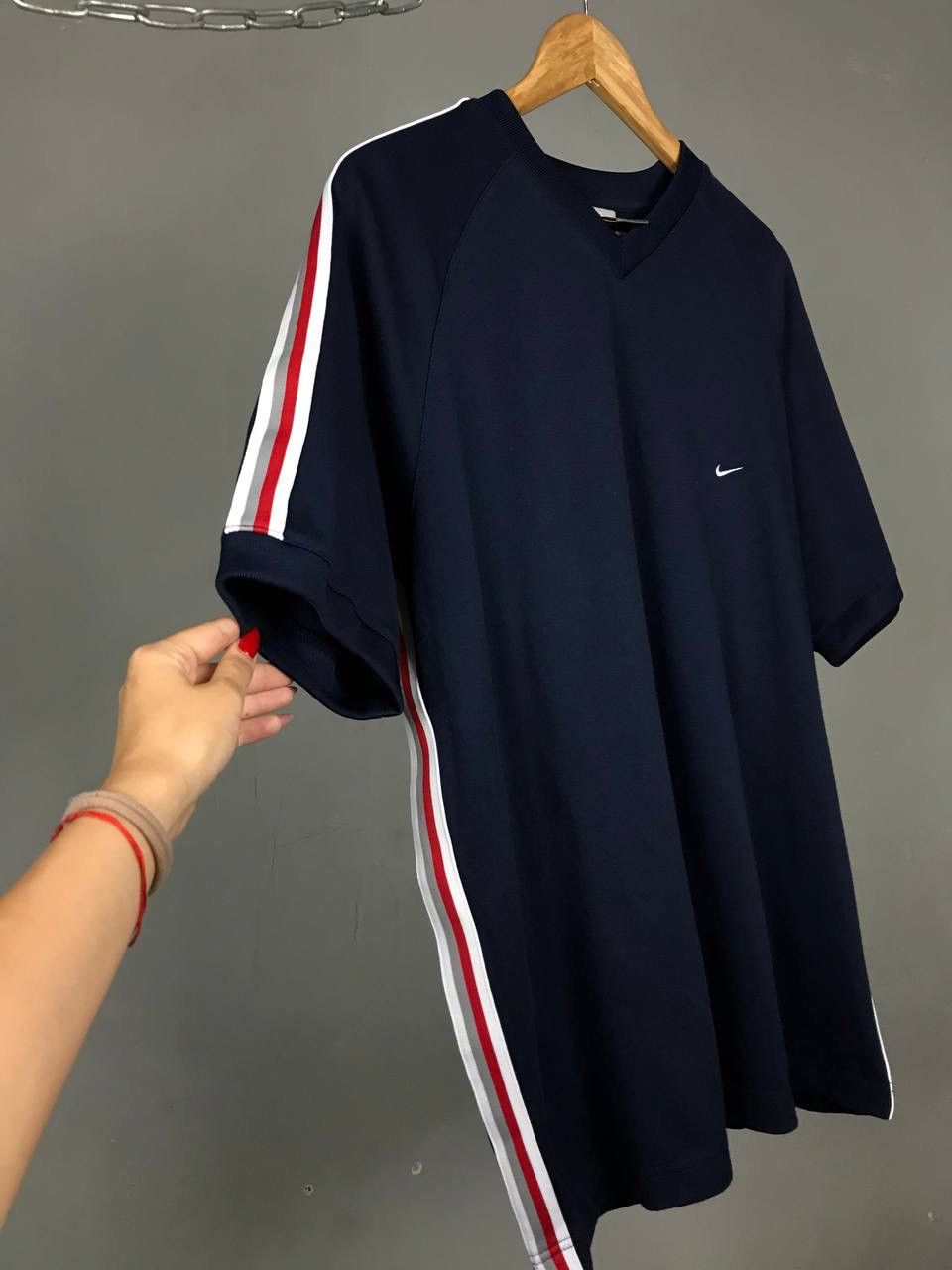 Nike × Vintage Nike swoosh streetwear vintage navy blue tee Size US XL / EU 56 / 4 - 6 Thumbnail