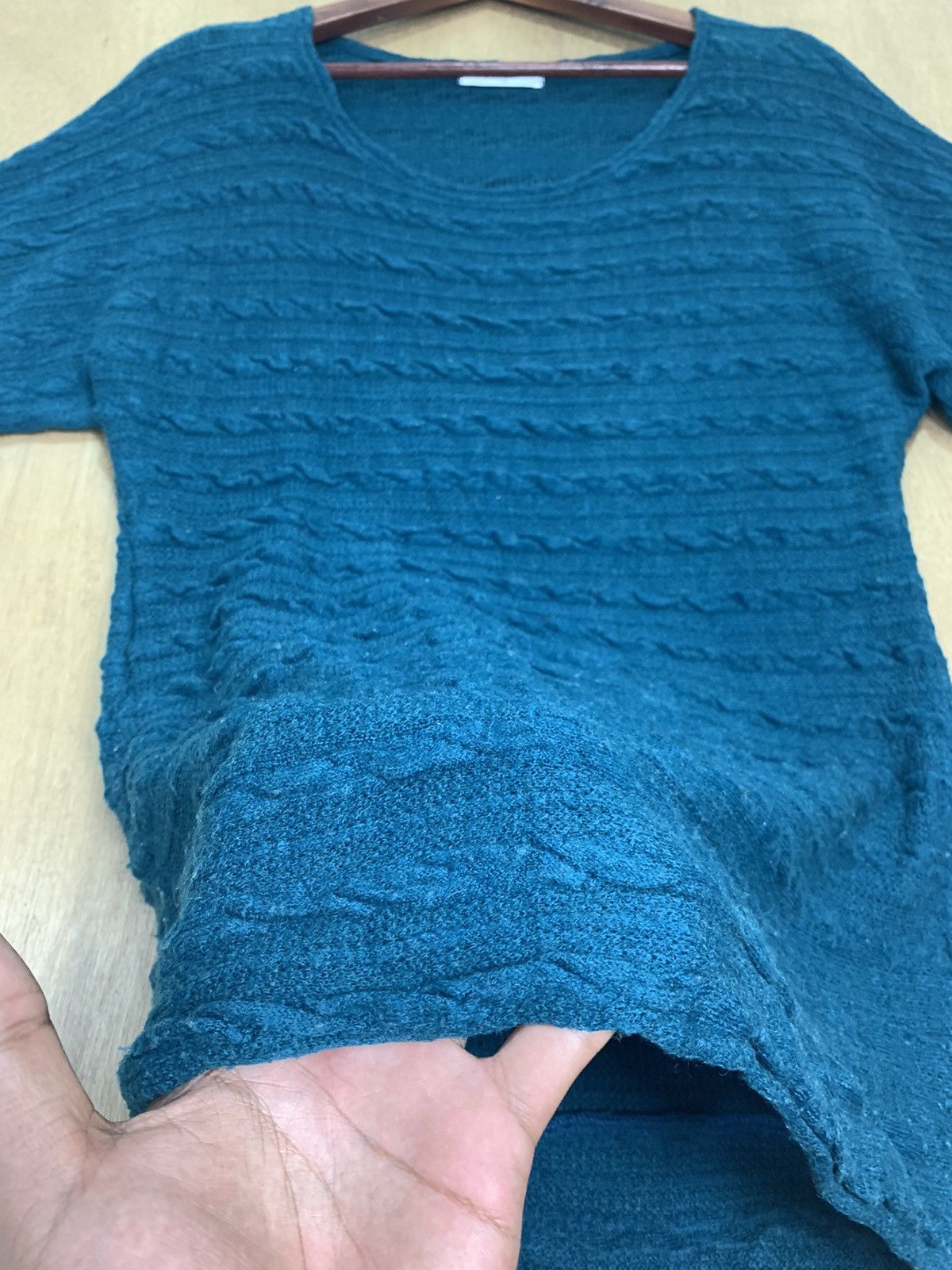 Designer × Homespun Knitwear OSCOPE Modern Stripe Wave Twist Cable Chunky Knitwear Shirt Size US S / EU 44-46 / 1 - 7 Thumbnail