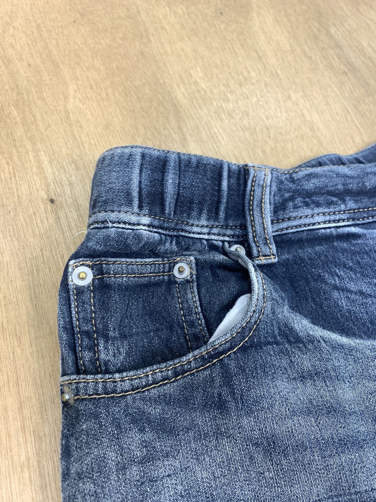 Denim & Co. × Japanese Brand × Jean Drawstring Pullover Stonewash Indigo Denim Short Pant Jeans Size US 38 / EU 54 - 6 Thumbnail