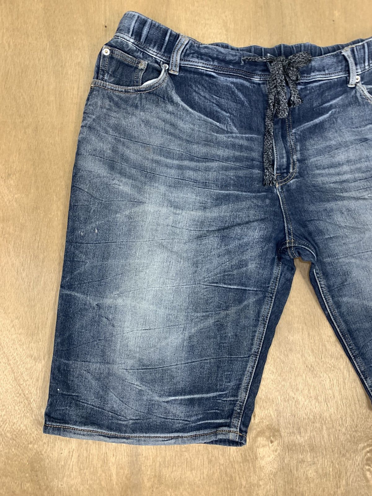 Denim & Co. × Japanese Brand × Jean Drawstring Pullover Stonewash Indigo Denim Short Pant Jeans Size US 38 / EU 54 - 4 Thumbnail