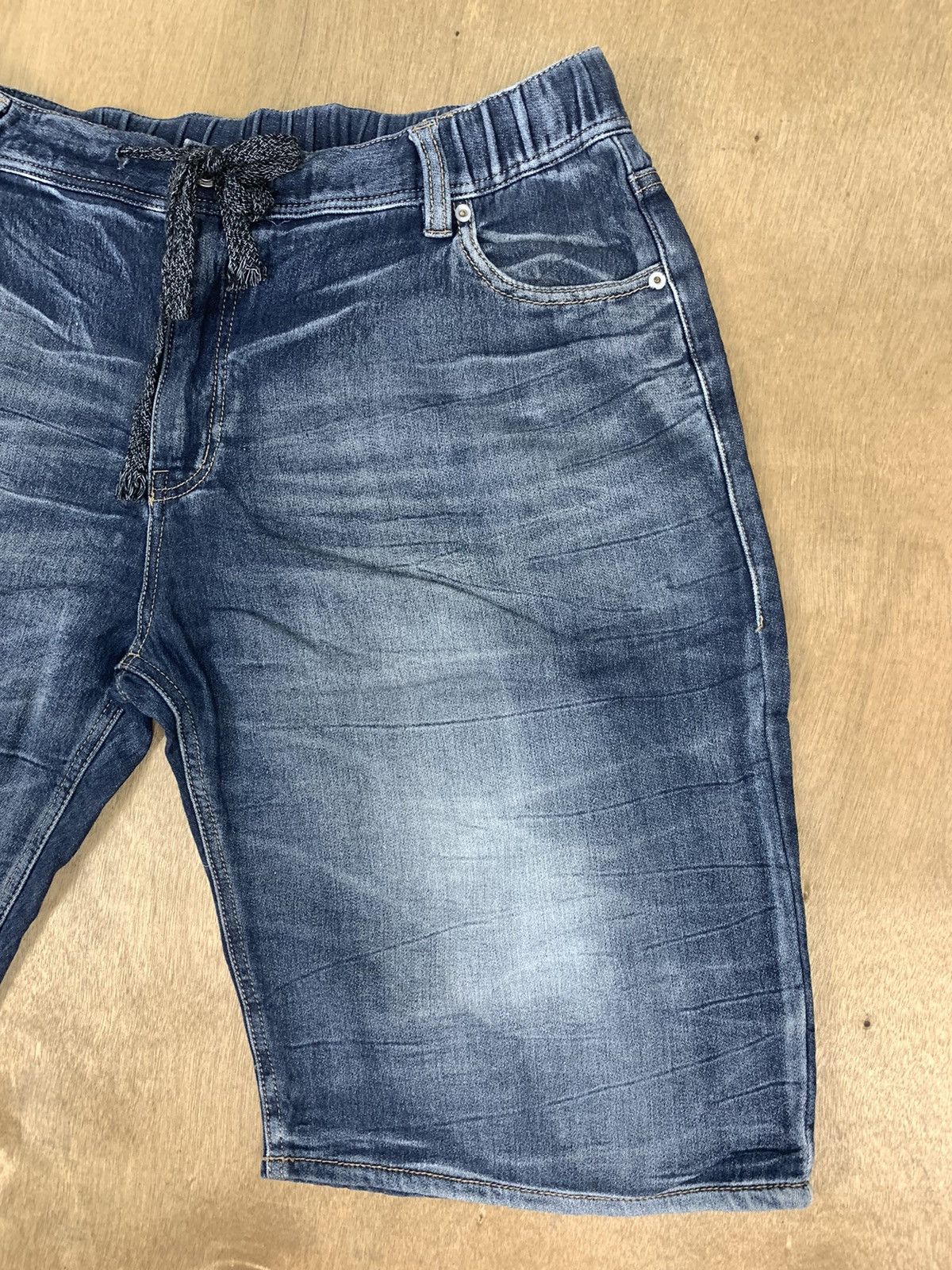 Denim & Co. × Japanese Brand × Jean Drawstring Pullover Stonewash Indigo Denim Short Pant Jeans Size US 38 / EU 54 - 5 Thumbnail