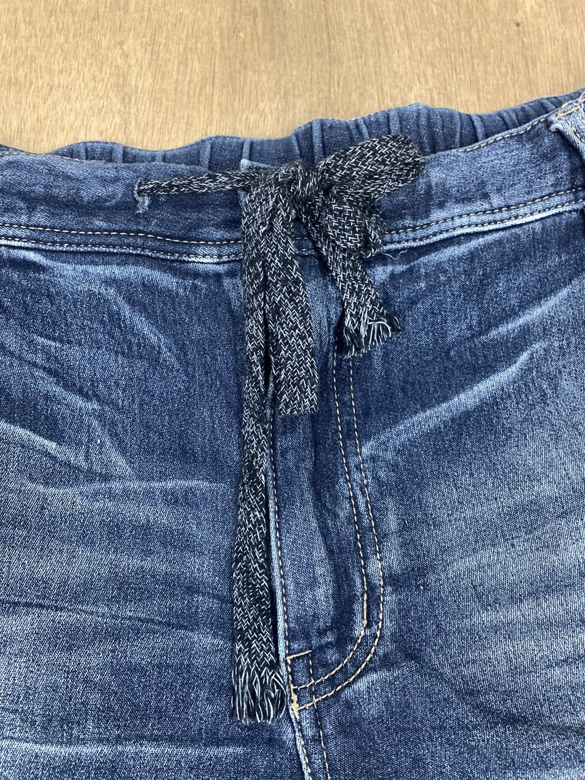 Denim & Co. × Japanese Brand × Jean Drawstring Pullover Stonewash Indigo Denim Short Pant Jeans Size US 38 / EU 54 - 7 Thumbnail