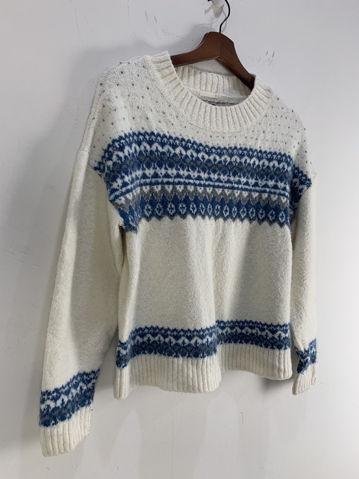 Aran Isles Knitwear × Designer GU Motif Native Fair Isle Navajo Boyfriend Knitwear Sweater Size US M / EU 48-50 / 2 - 5 Thumbnail