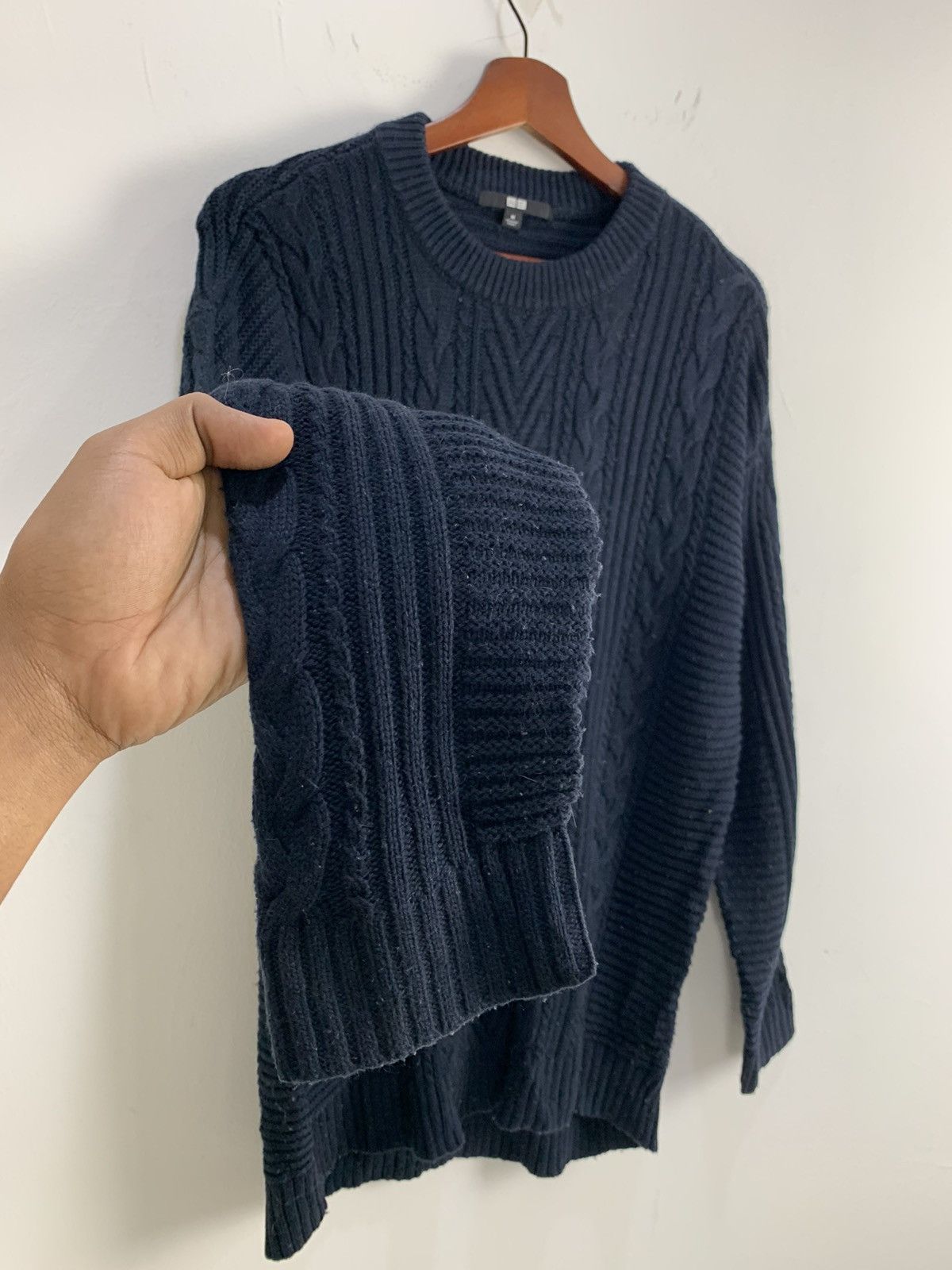 Japanese Brand × Uniqlo UNIQLO Crewneck Cable Twist Chunky Long Knitwear Sweater Size US M / EU 48-50 / 2 - 7 Thumbnail