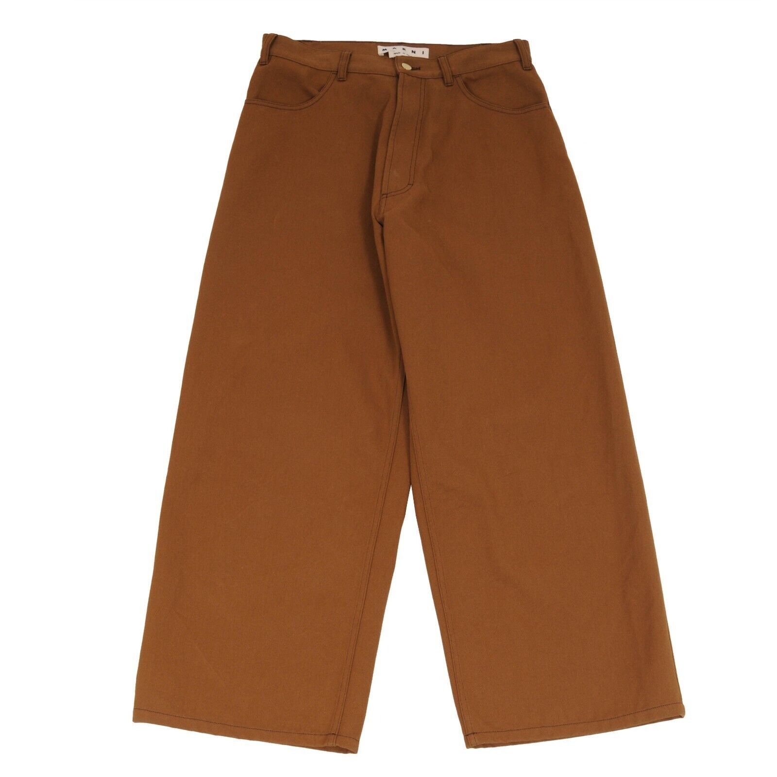 Marni Wide Leg Pants Brown High Waist Stretch Trousers - 01432 Size US 31 - 2 Thumbnail