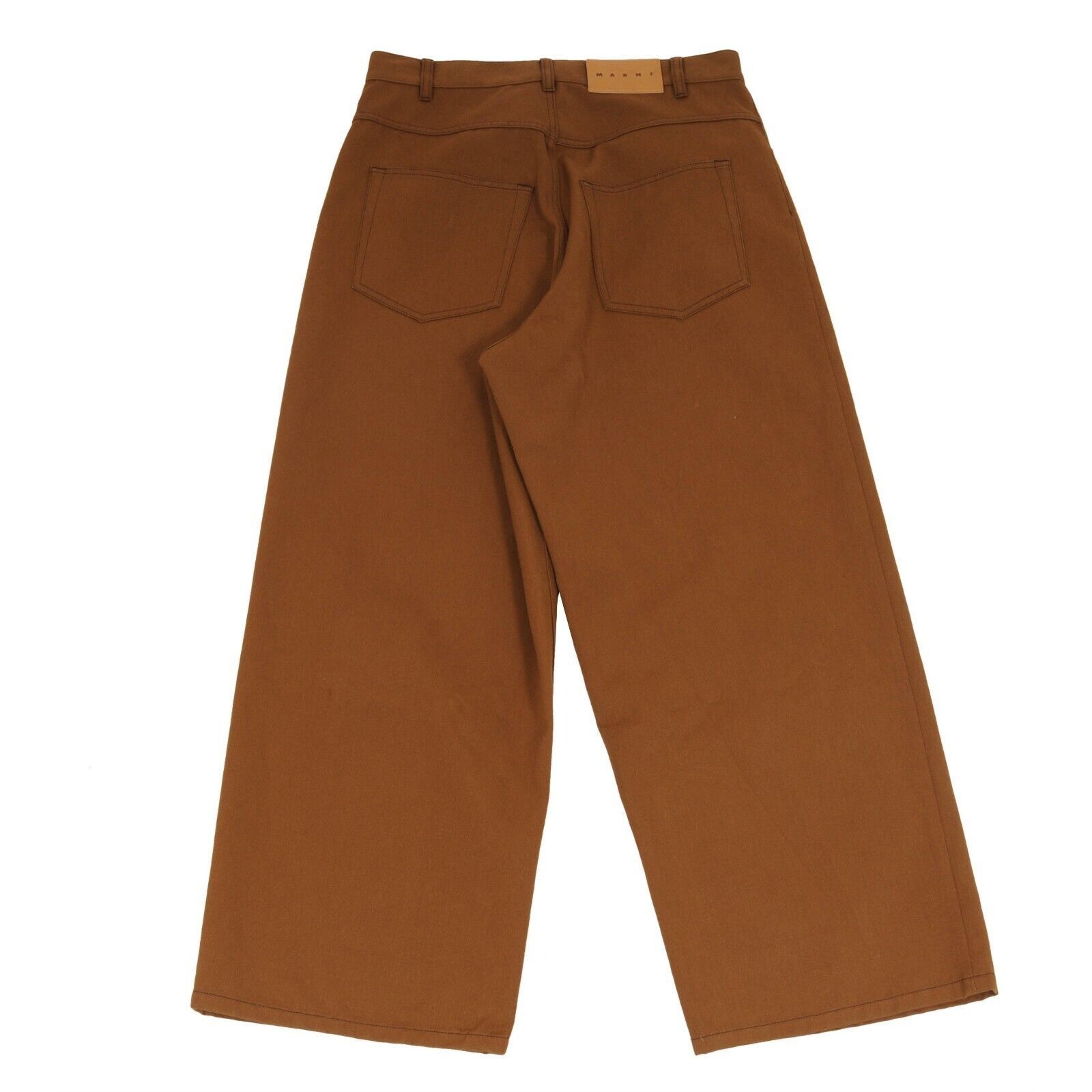 Marni Wide Leg Pants Brown High Waist Stretch Trousers - 01432 Size US 31 - 3 Thumbnail
