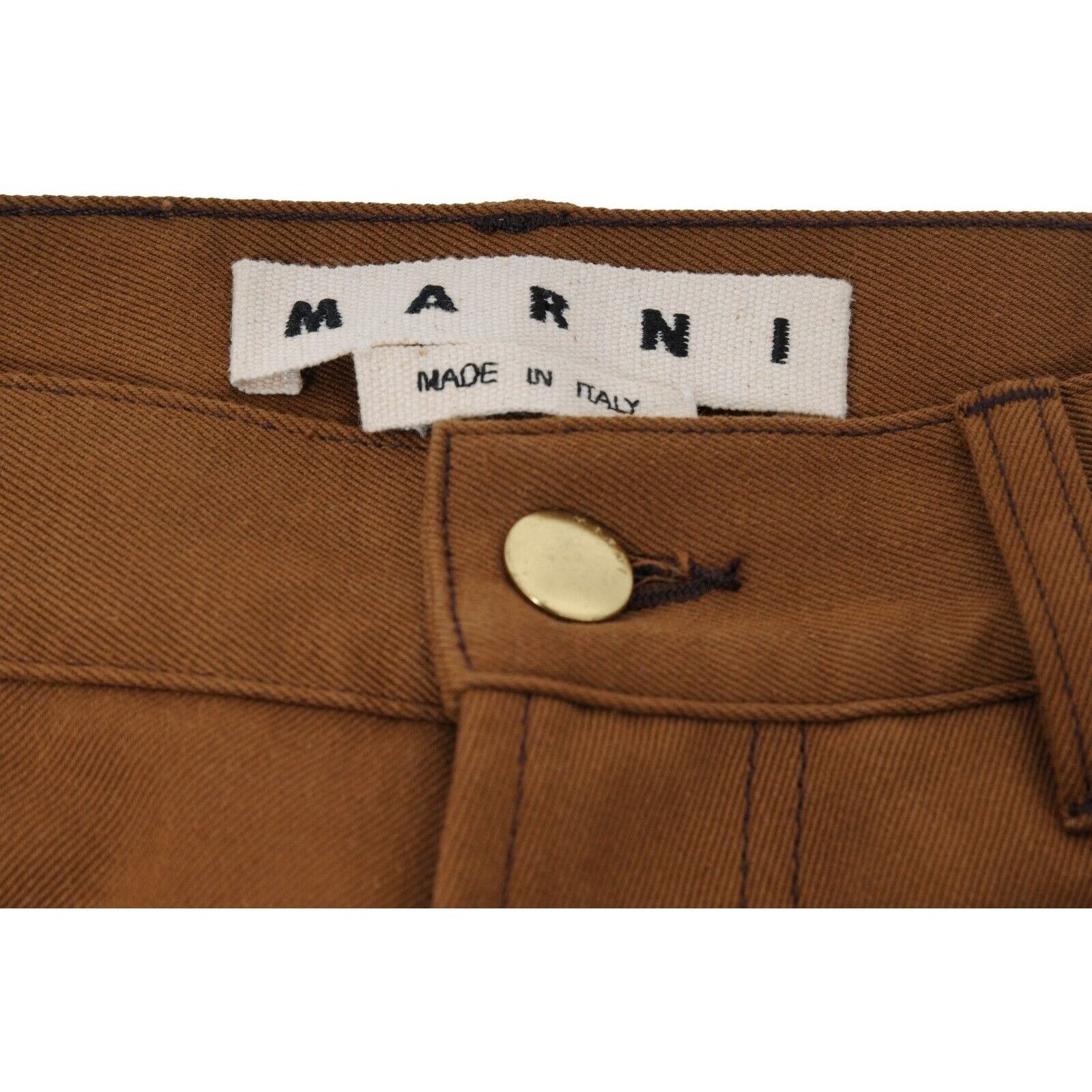 Marni Wide Leg Pants Brown High Waist Stretch Trousers - 01432 Size US 31 - 8 Thumbnail