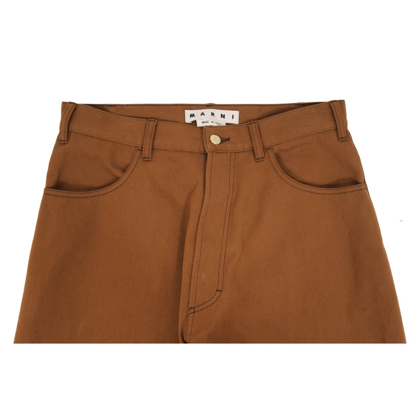 Marni Wide Leg Pants Brown High Waist Stretch Trousers - 01432 Size US 31 - 6 Thumbnail
