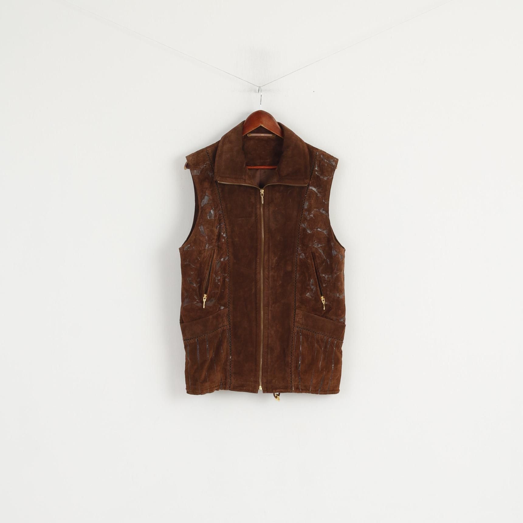 C&A New Fast C&A Women 36 10 Vest Brown Shiny Leather 1810 Size M / US 6-8 / IT 42-44 - 1 Thumbnail