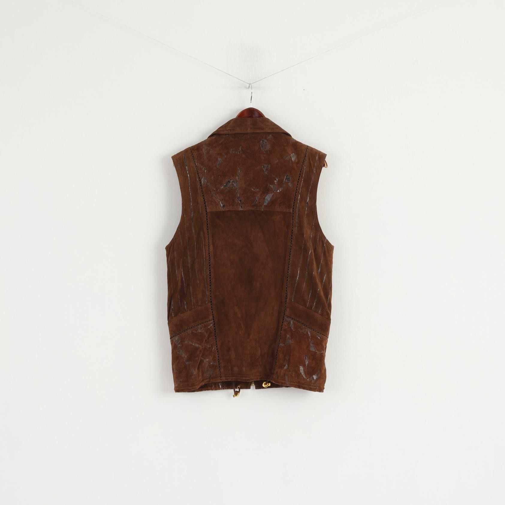 C&A New Fast C&A Women 36 10 Vest Brown Shiny Leather 1810 Size M / US 6-8 / IT 42-44 - 5 Thumbnail