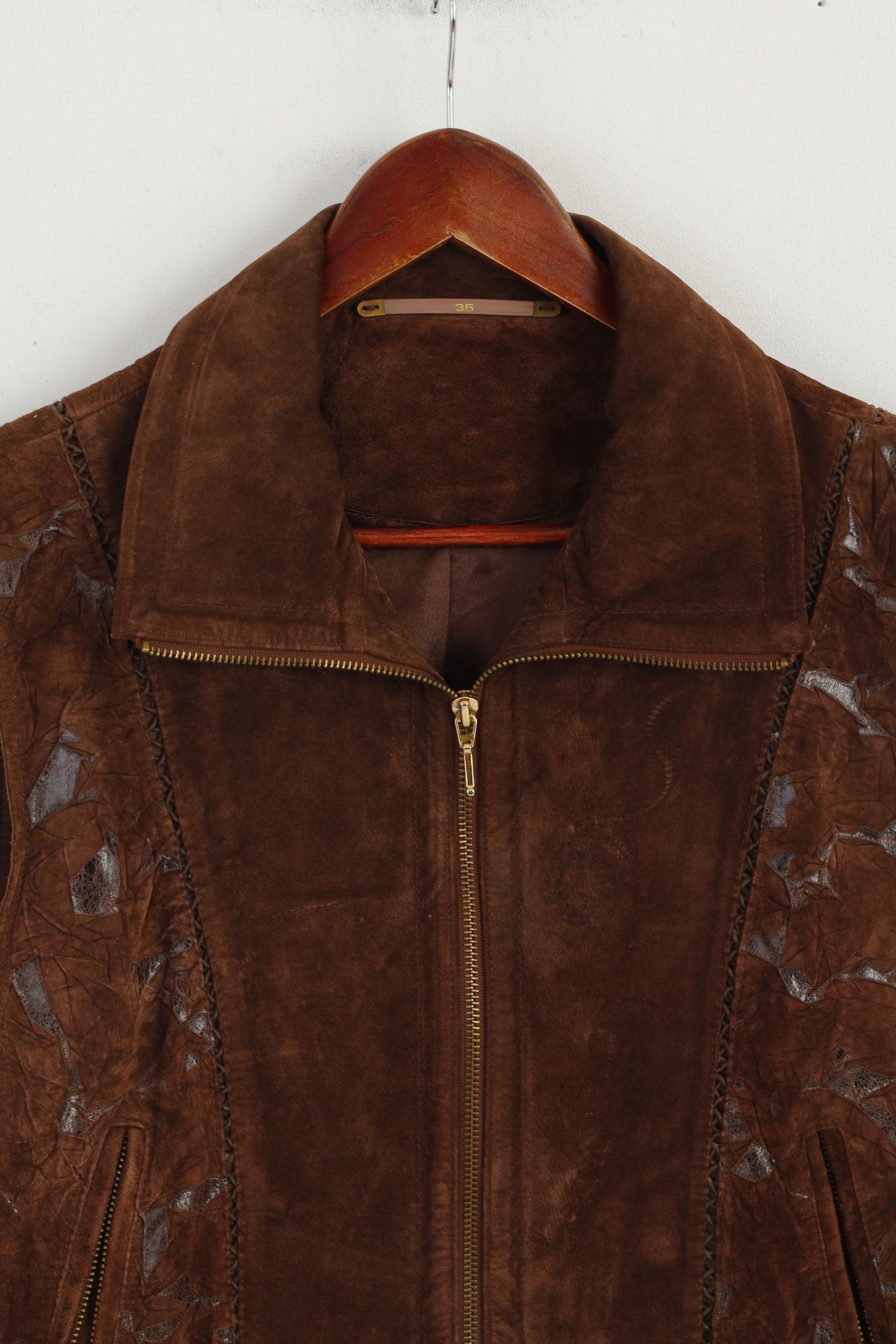 C&A New Fast C&A Women 36 10 Vest Brown Shiny Leather 1810 Size M / US 6-8 / IT 42-44 - 2 Thumbnail