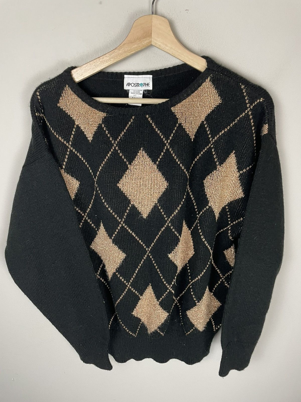 Pre-owned Cardigan X Coloured Cable Knit Sweater Vintage Shinin Diamond Knit Sweater In Black
