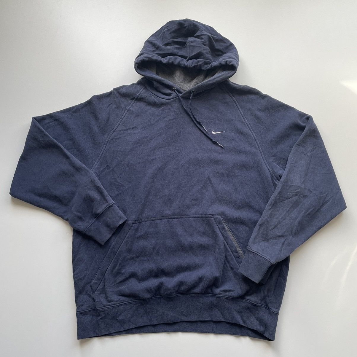 image of 2000S Nike Embroidered Swoosh Navy Hoodie, Men's (Size Large)