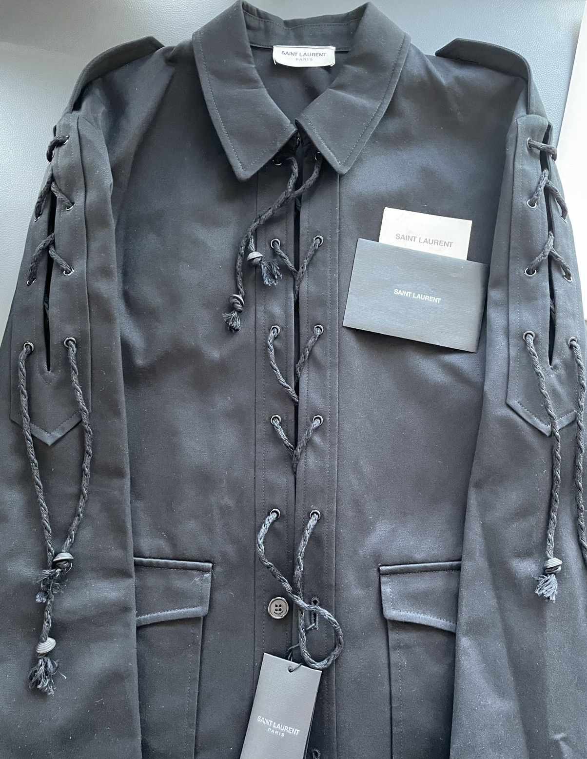 Hedi Slimane × Saint Laurent Paris × Yves Saint Laurent $3k Sold Out Rare Super Runway Laces Jacket Limited Edition Size US XL / EU 56 / 4 - 19 Thumbnail